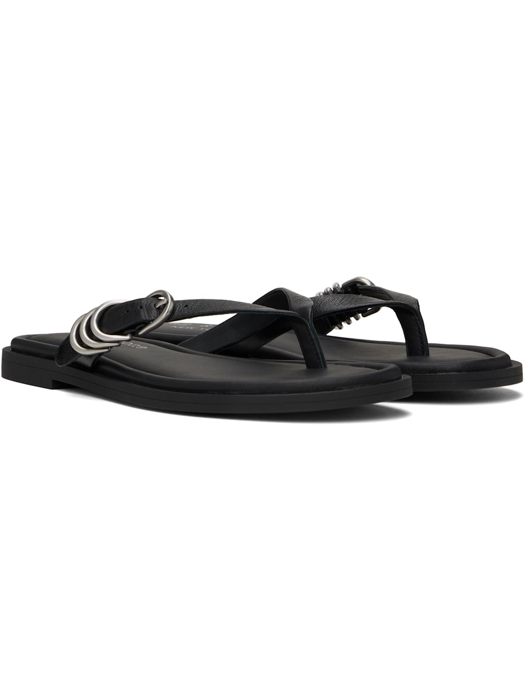 Black Gia Leather Thong Sandals - 4