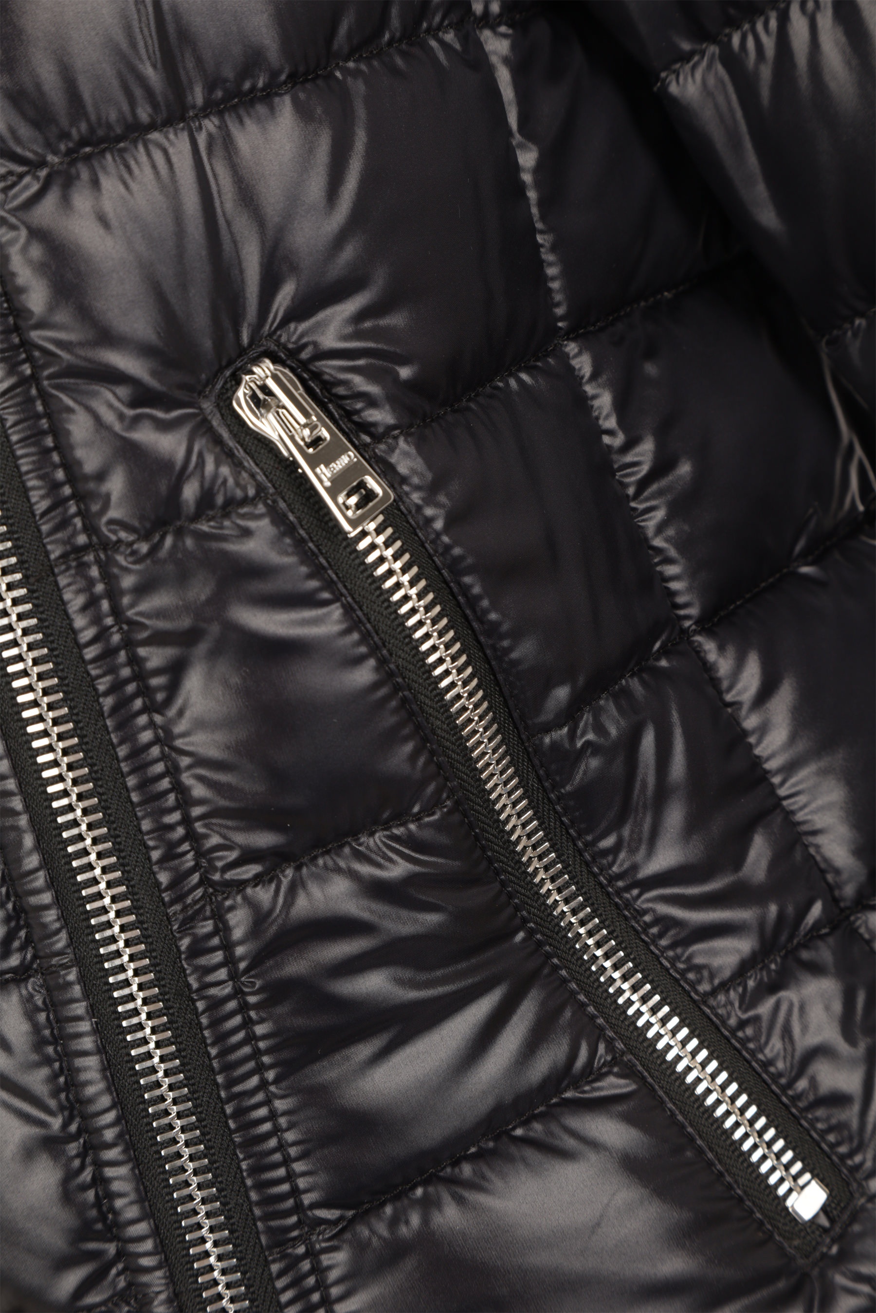 QUILTED SHINY NYLON BIKER DOWN JACKET - 4