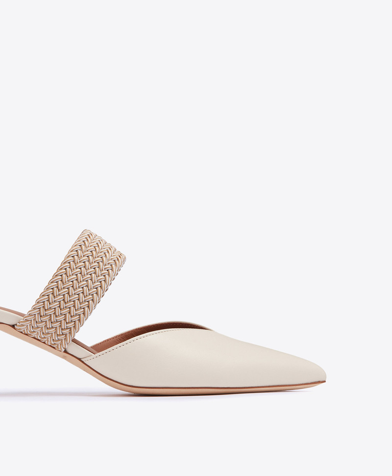 Maisie 45 White Leather Mules 4