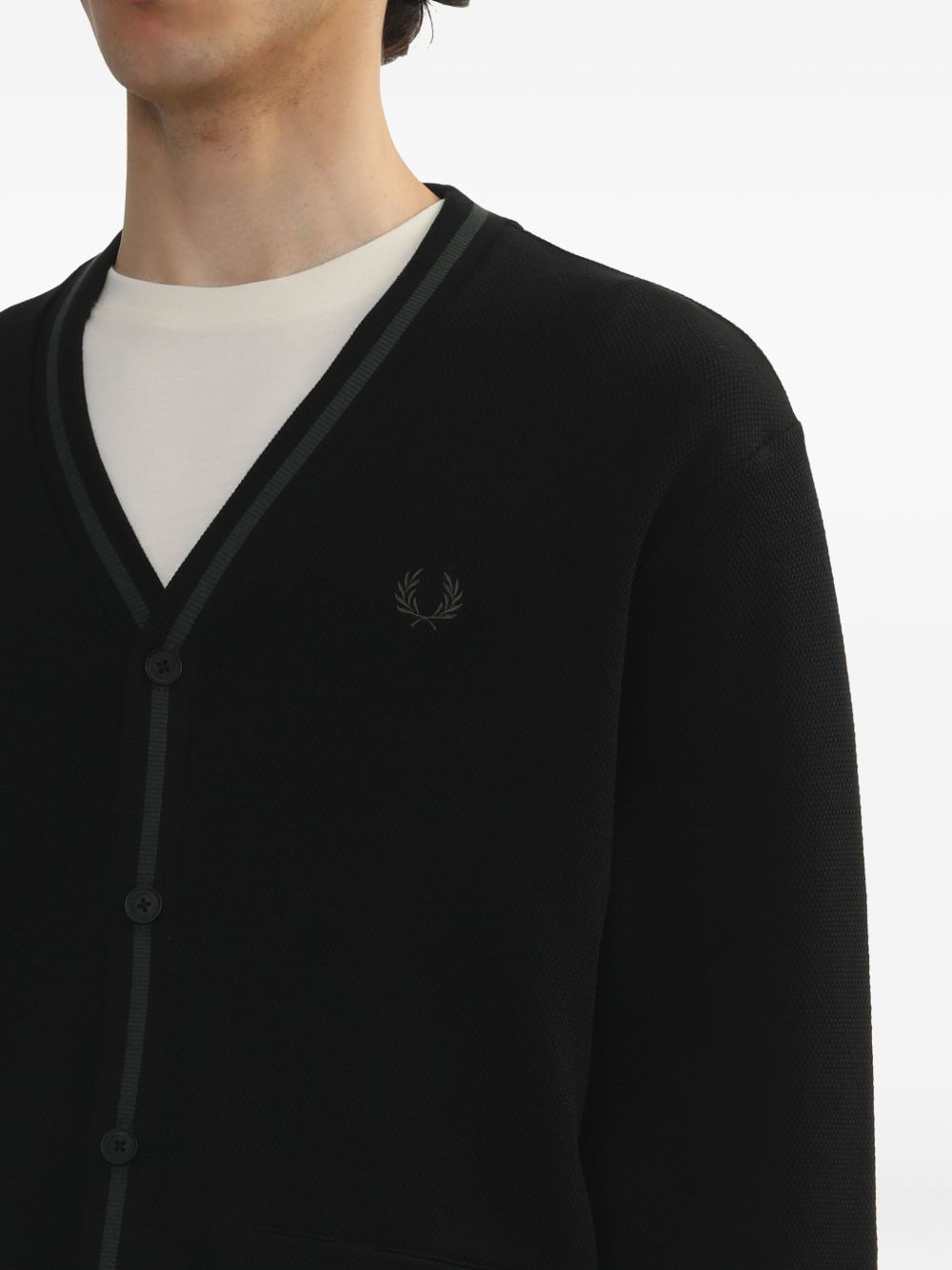 cotton logo-embroidered cardigan - 4
