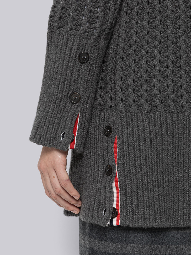 Chunky Pointelle Merino Wool Oversized 4-Bar Cardigan 6