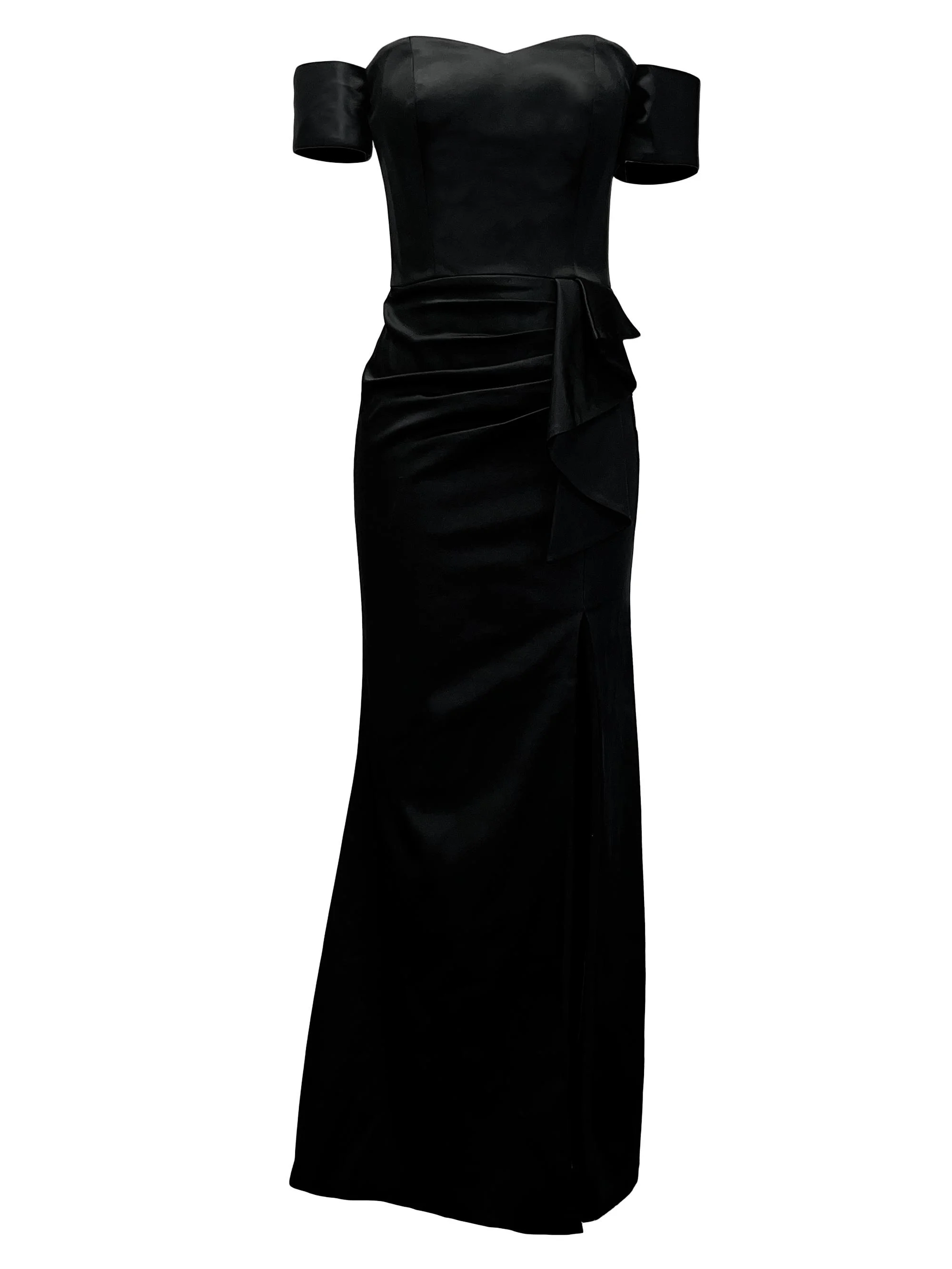 Women's Gabrielle Stretch Satin Gown - Black - 1