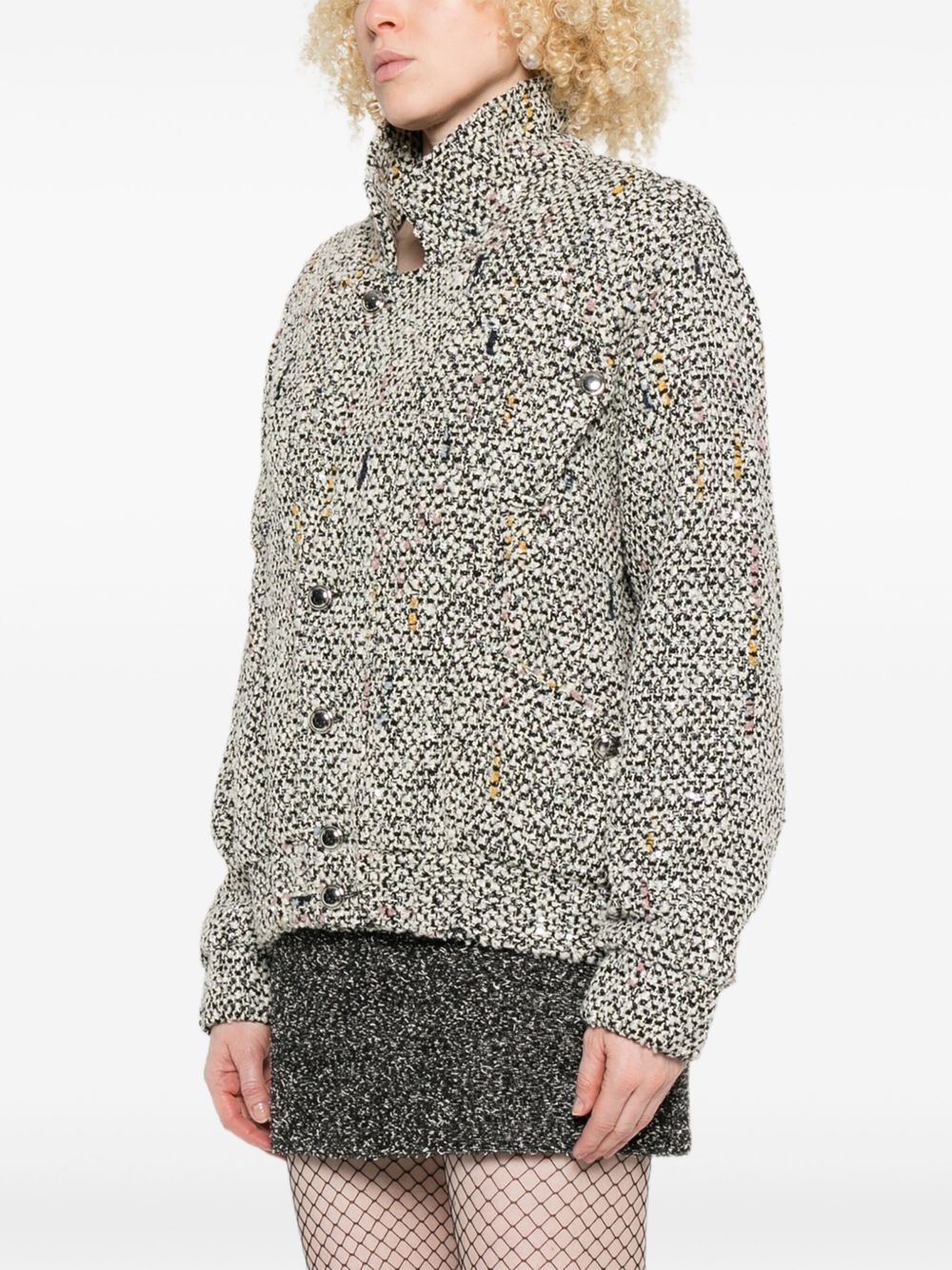tweed speckled bomber jacket - 3