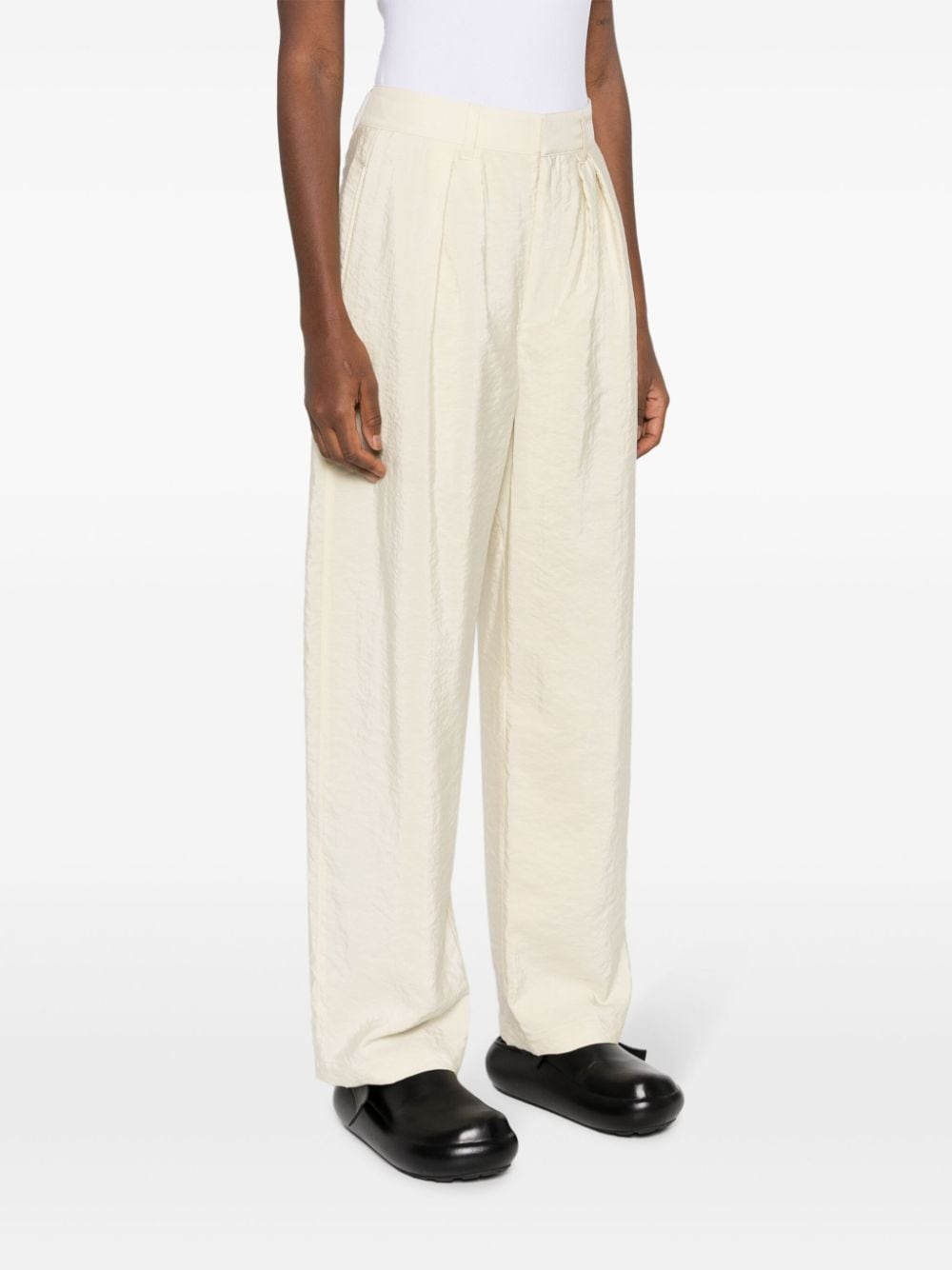 pleated silk-blend straight-leg trousers - 3