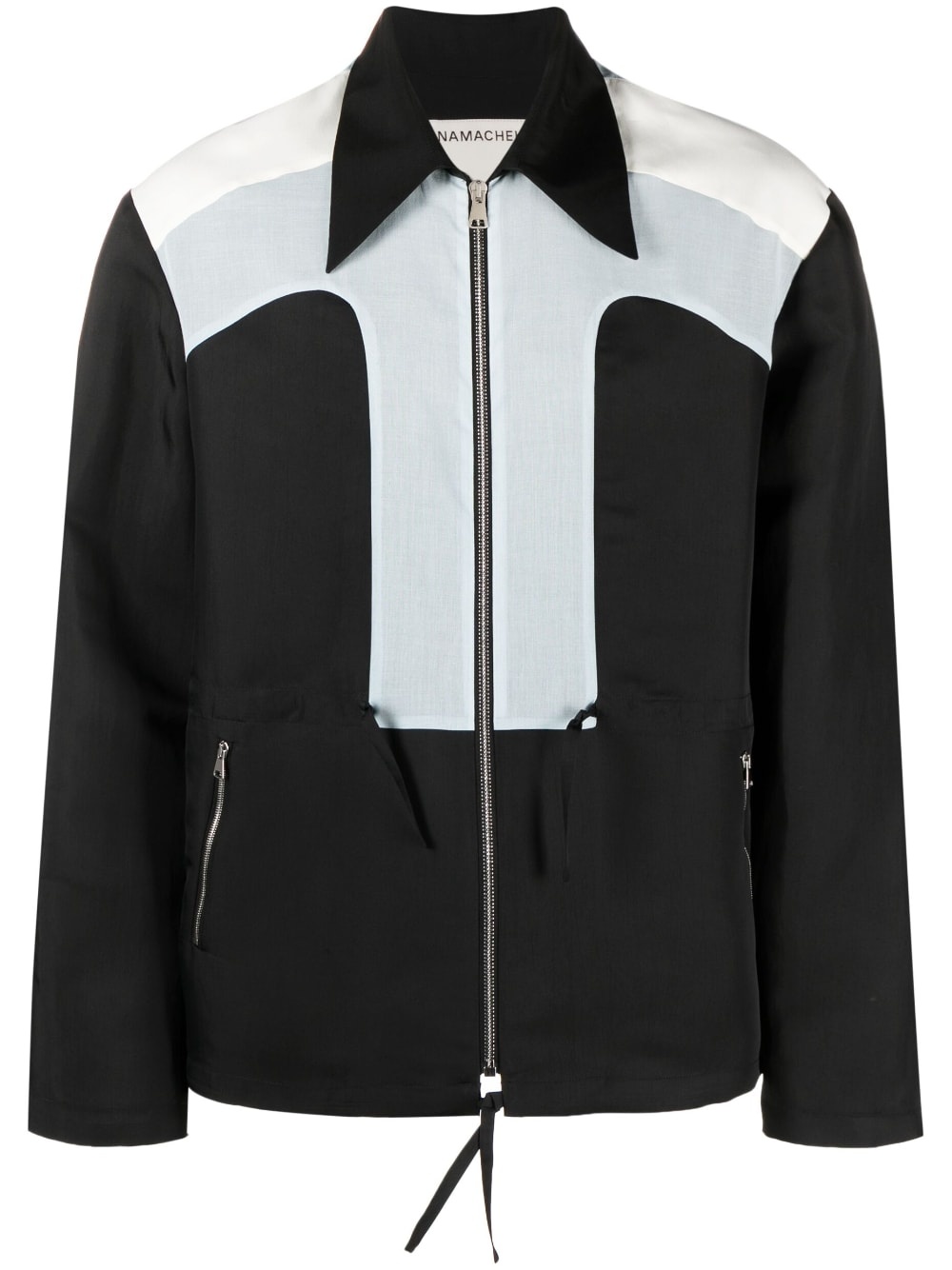 colour-block zip-up shirt - 1