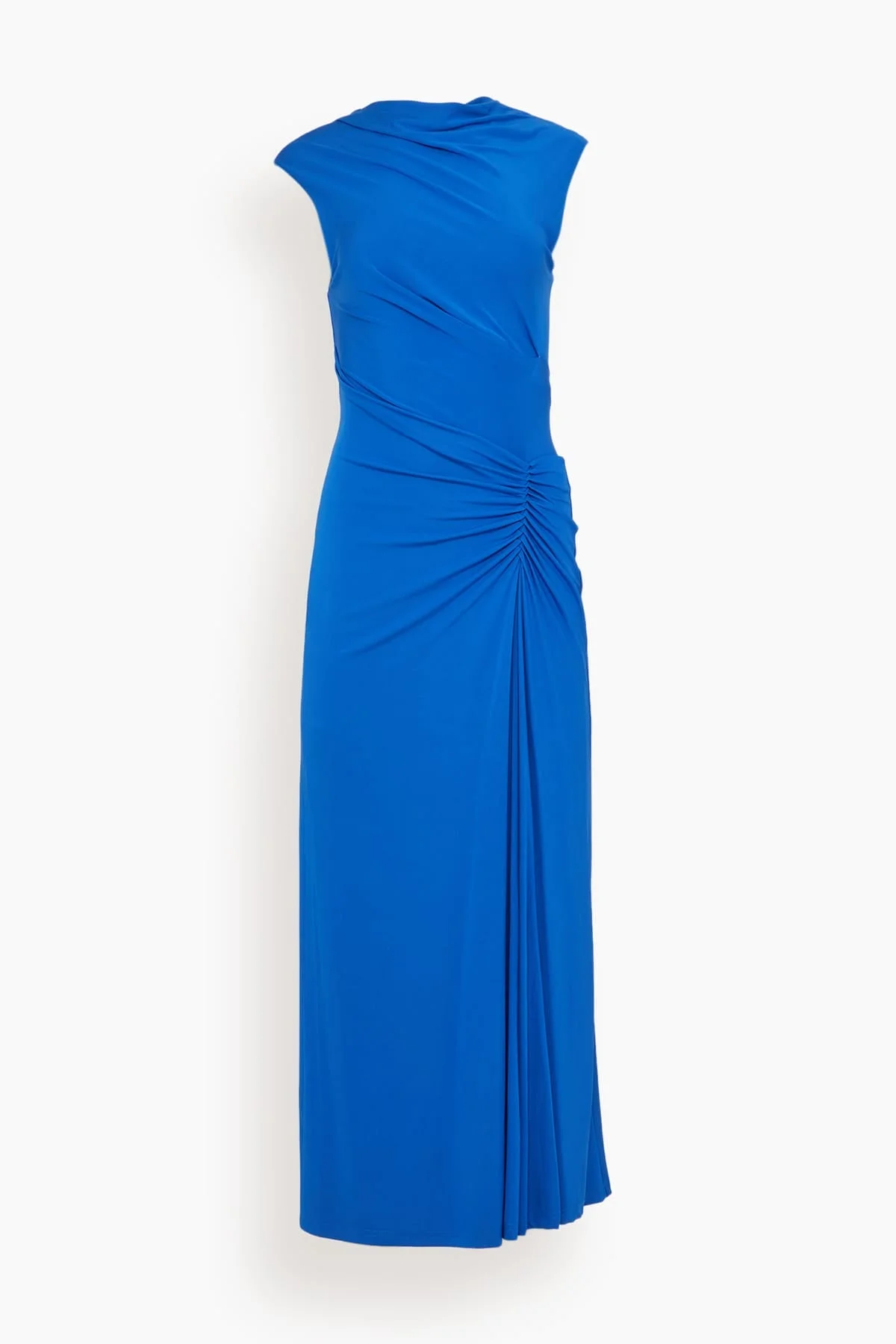 Acacia Draped Jersey Midi Dress in Royal Blue - 1