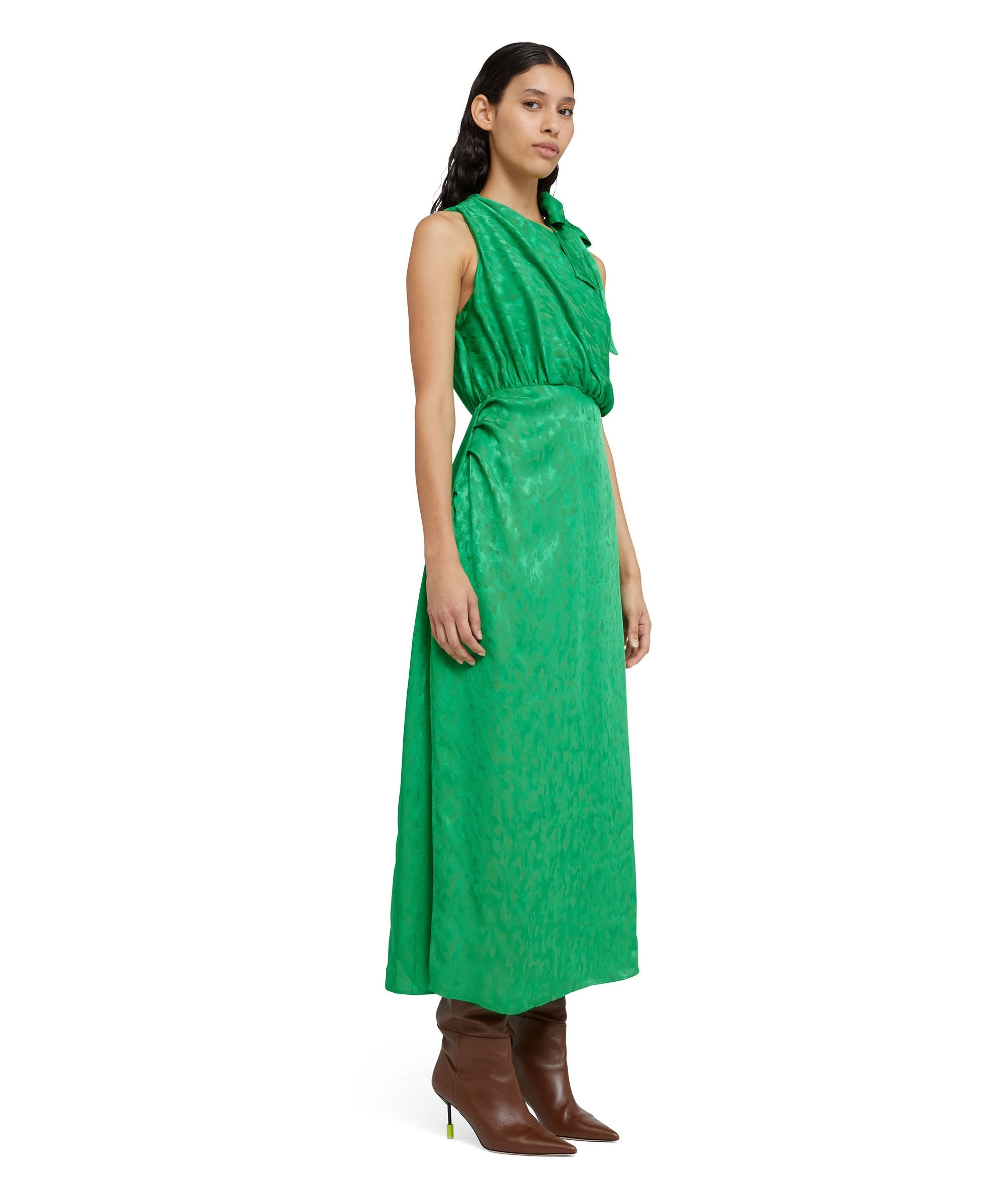 Satin viscose midi dress - 5