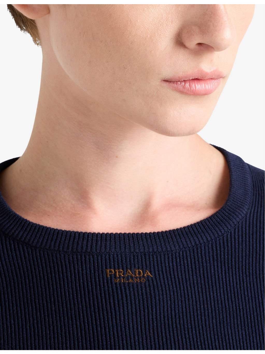 Embroidered-lettering crewneck cotton knit top - 5