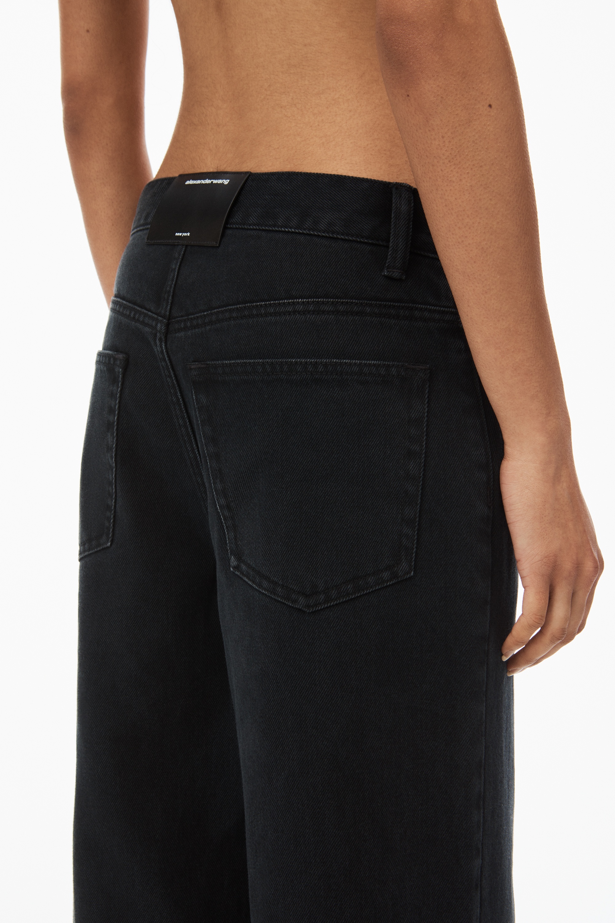 crystal hotfix cuff straight jean in denim - 5