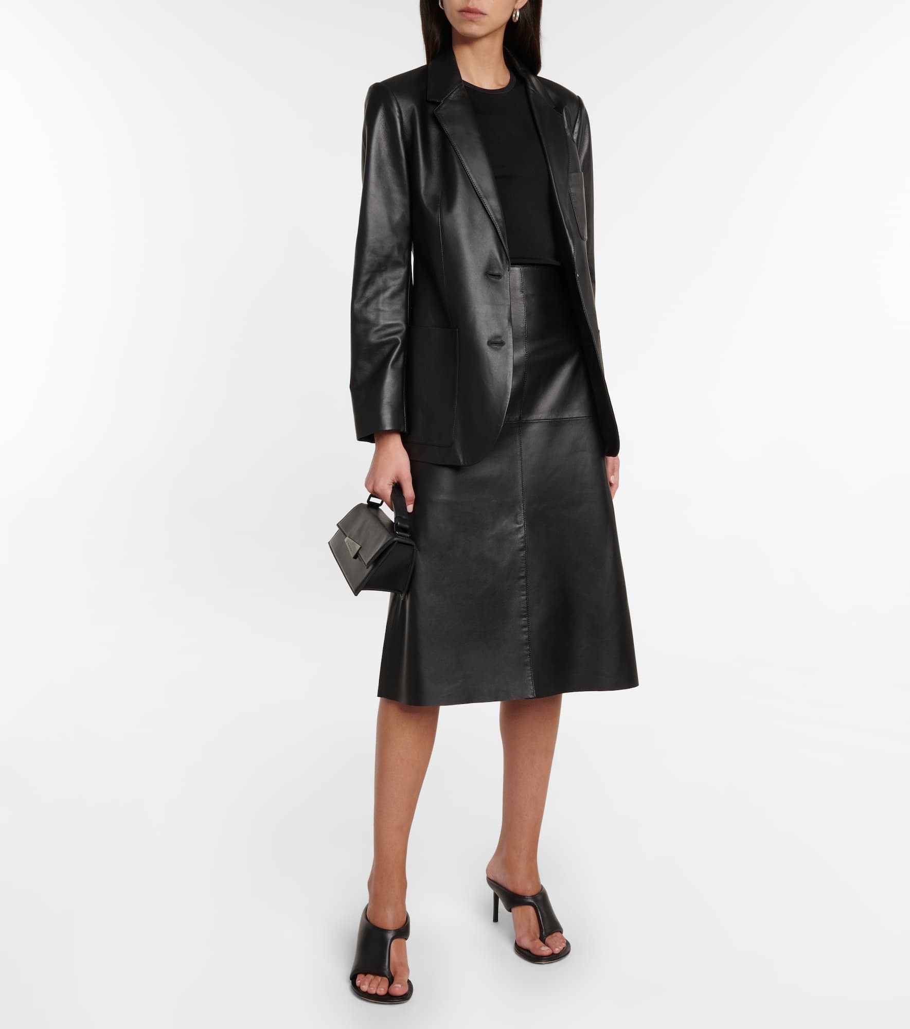 Sidena A-line leather midi skirt - 2