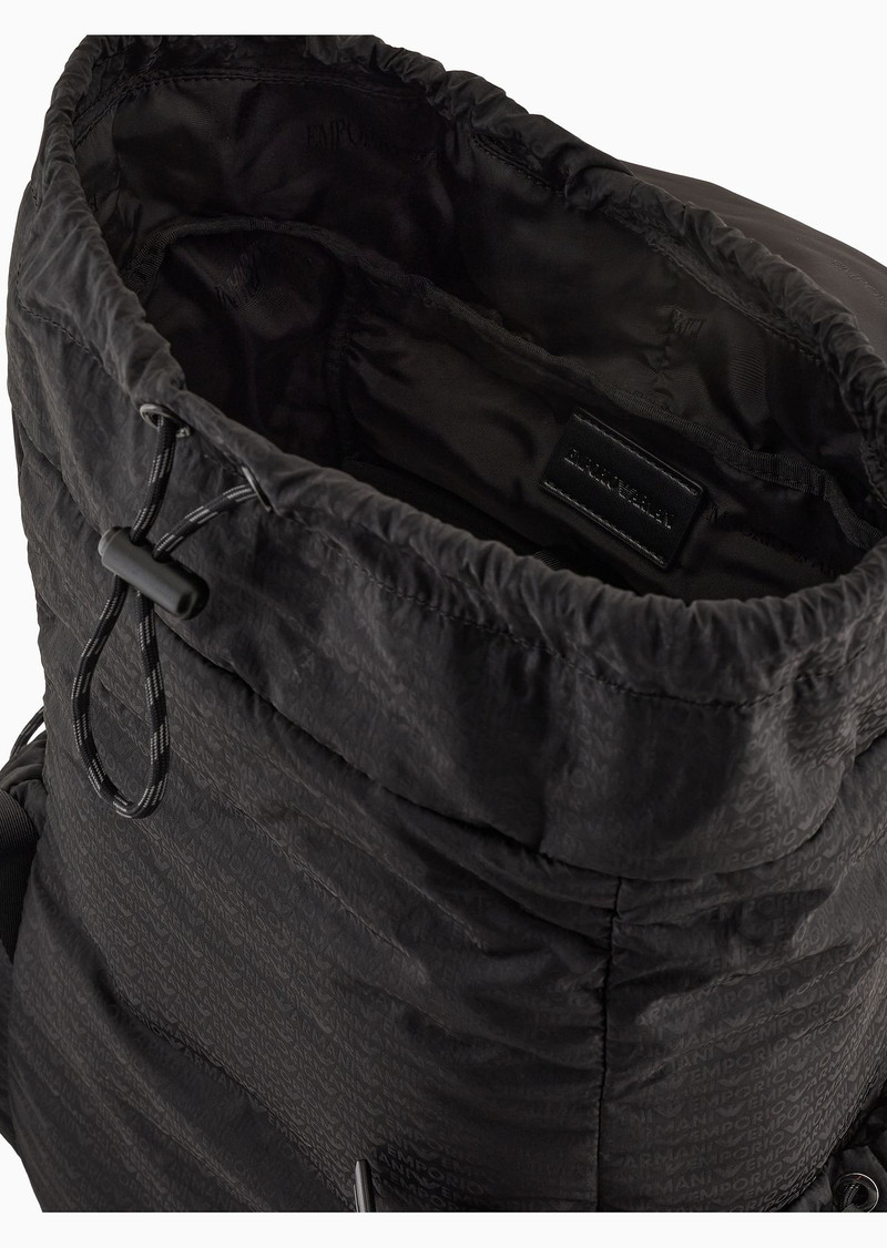 Nylon backpack with all-over, jacquard logo lettering 4
