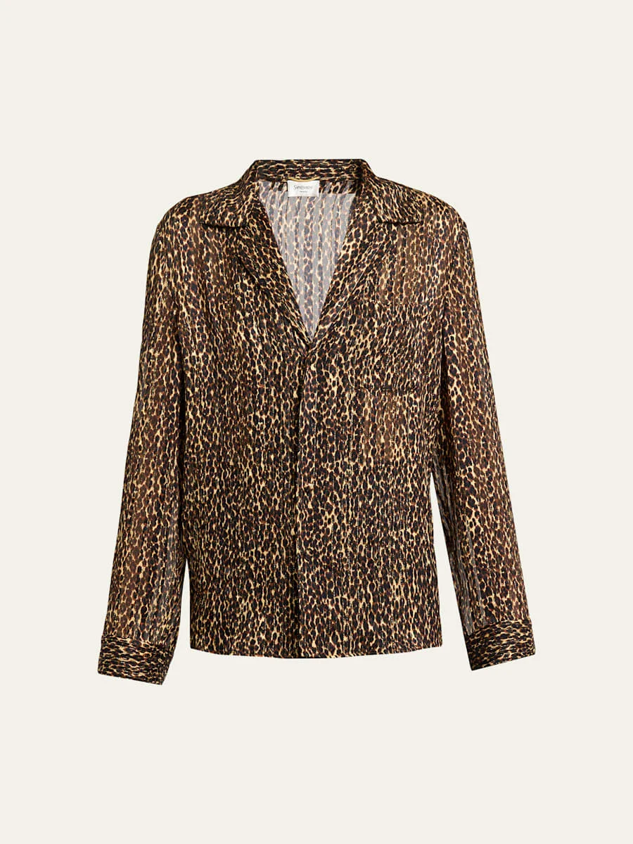 Leopard-Print Pajama Blouse - 1