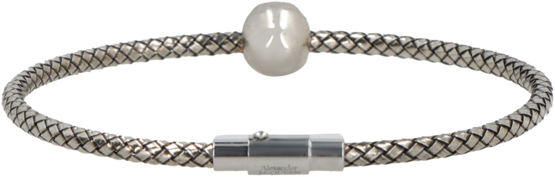 skull-charm woven bracelet - 4