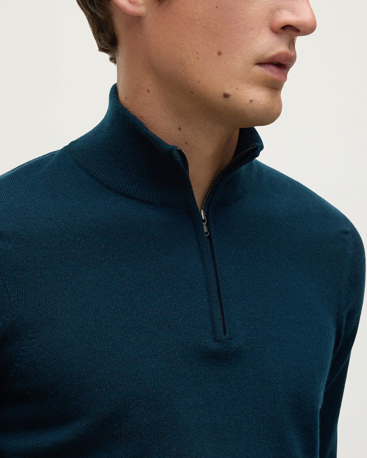 Classic Cashmere Green Zip Neck Jumper - 5
