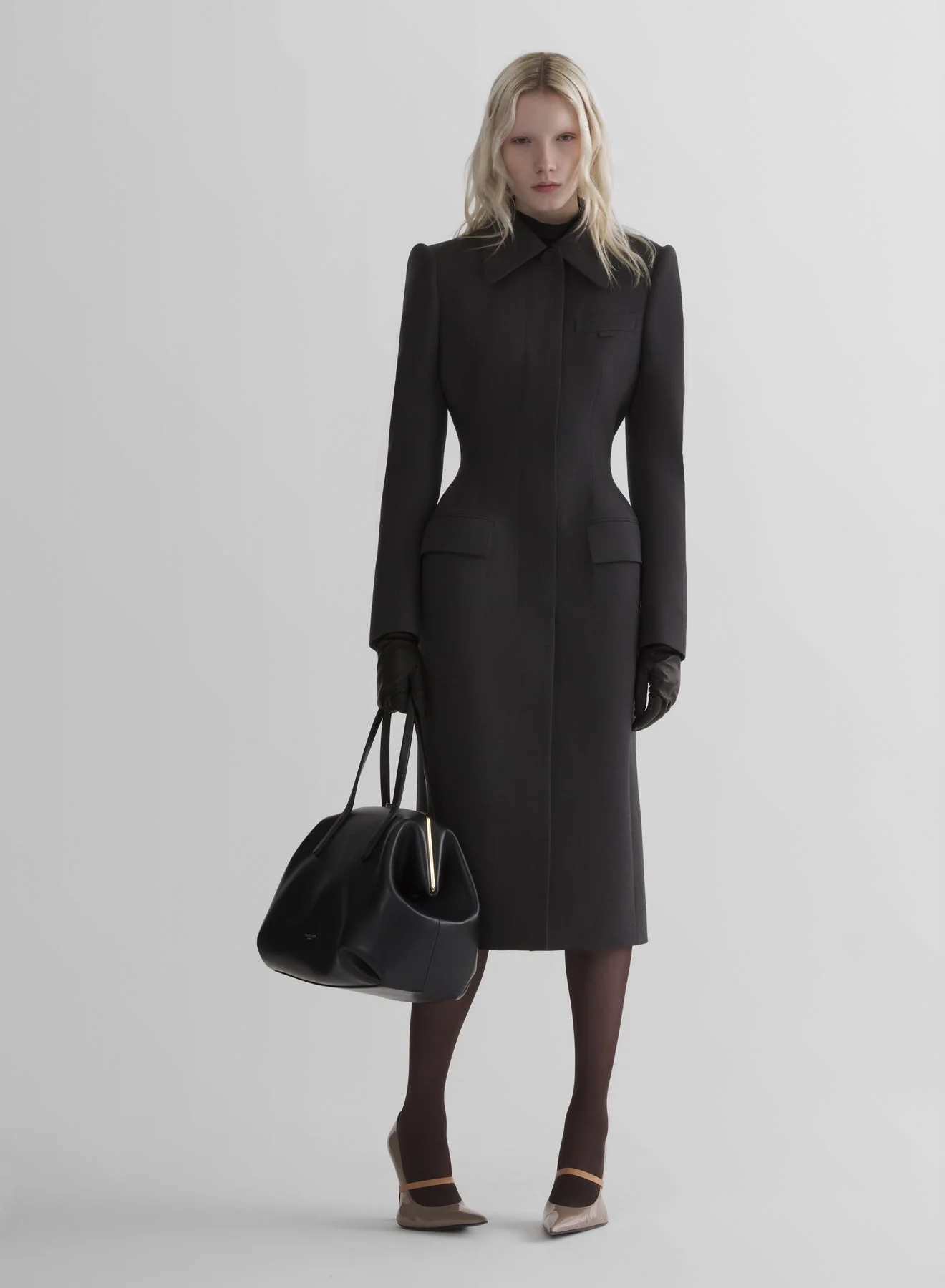anthracite hourglass coat - 1
