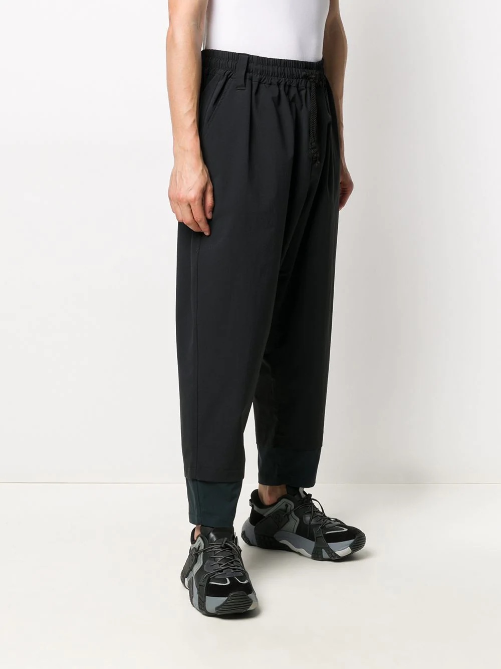 two-tone drop-crotch sarouel trousers - 3