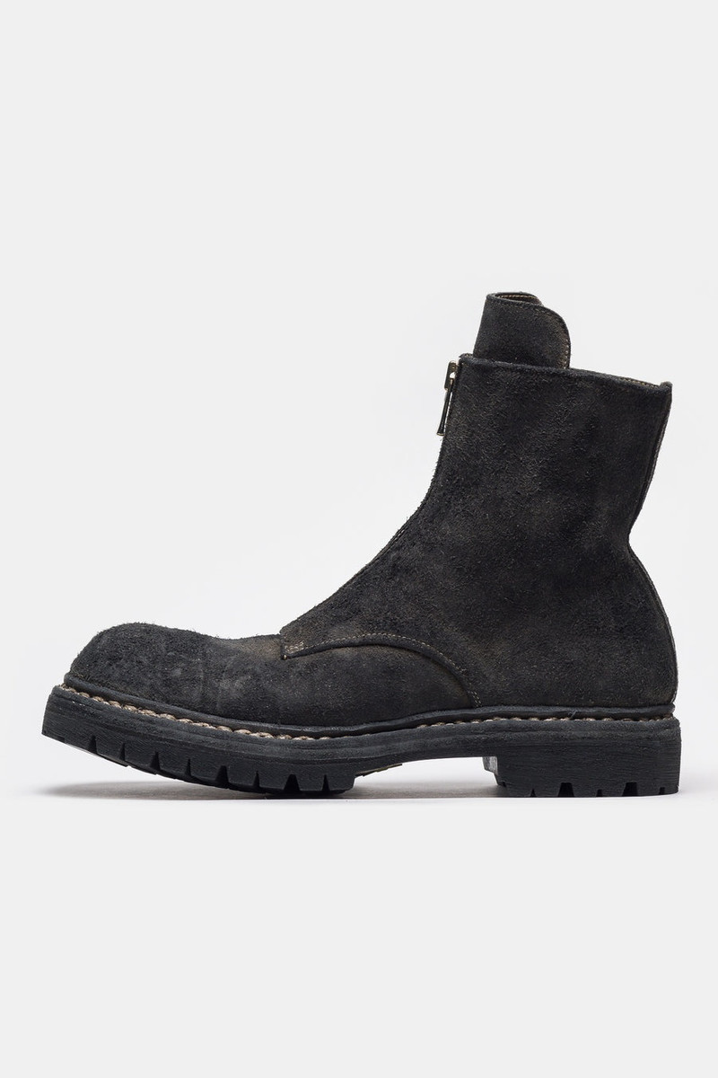 Undercover x Nonnative GR06FRV_N Reverse Horse Leather Center Zip Boot in Charcoal 1
