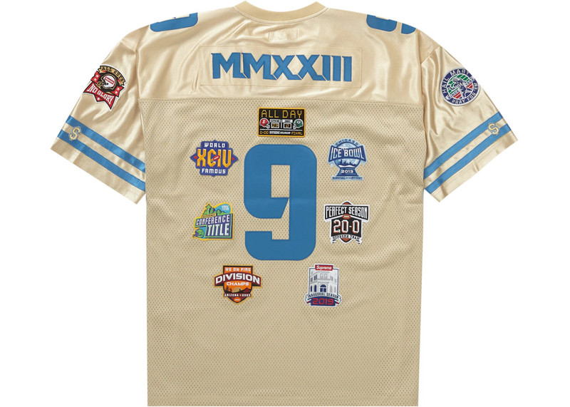 Supreme Supreme Championships Embroidered Football Jersey Gold outlook