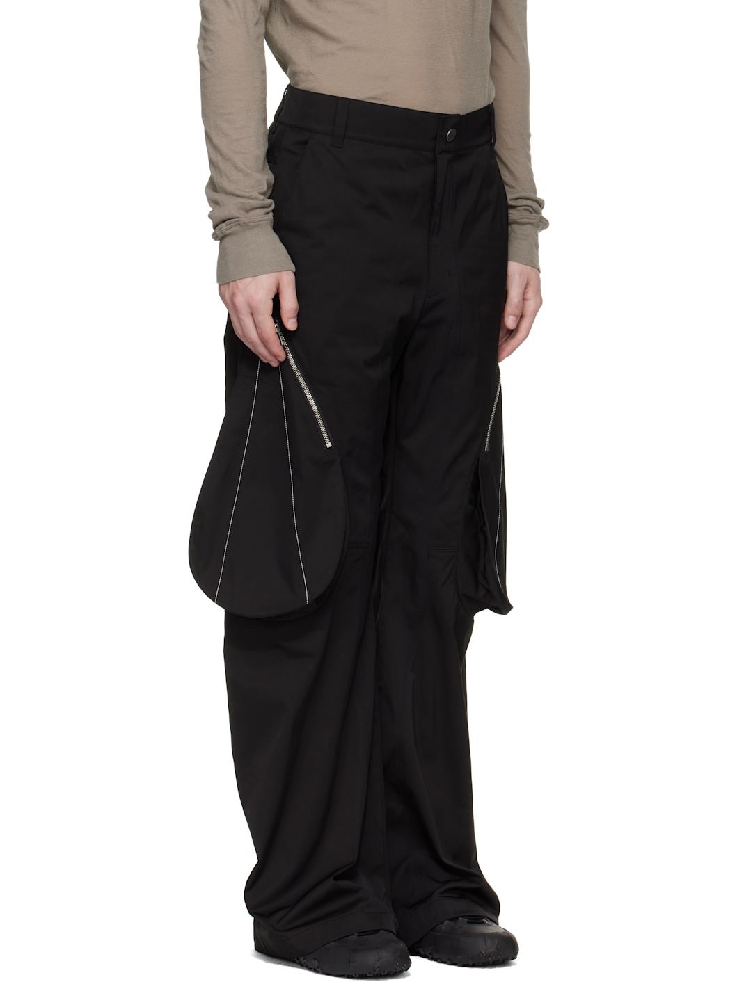 Black Tear Drop Cargo Pants - 2