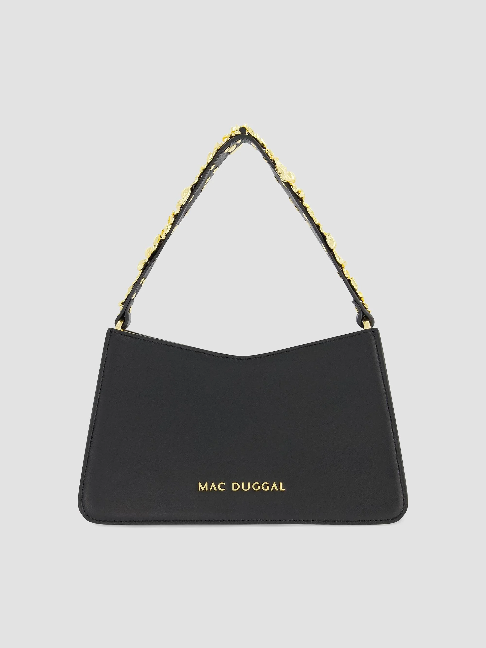 Women's Mini Floral-Strap Leather Shoulder Bag - Black - 1