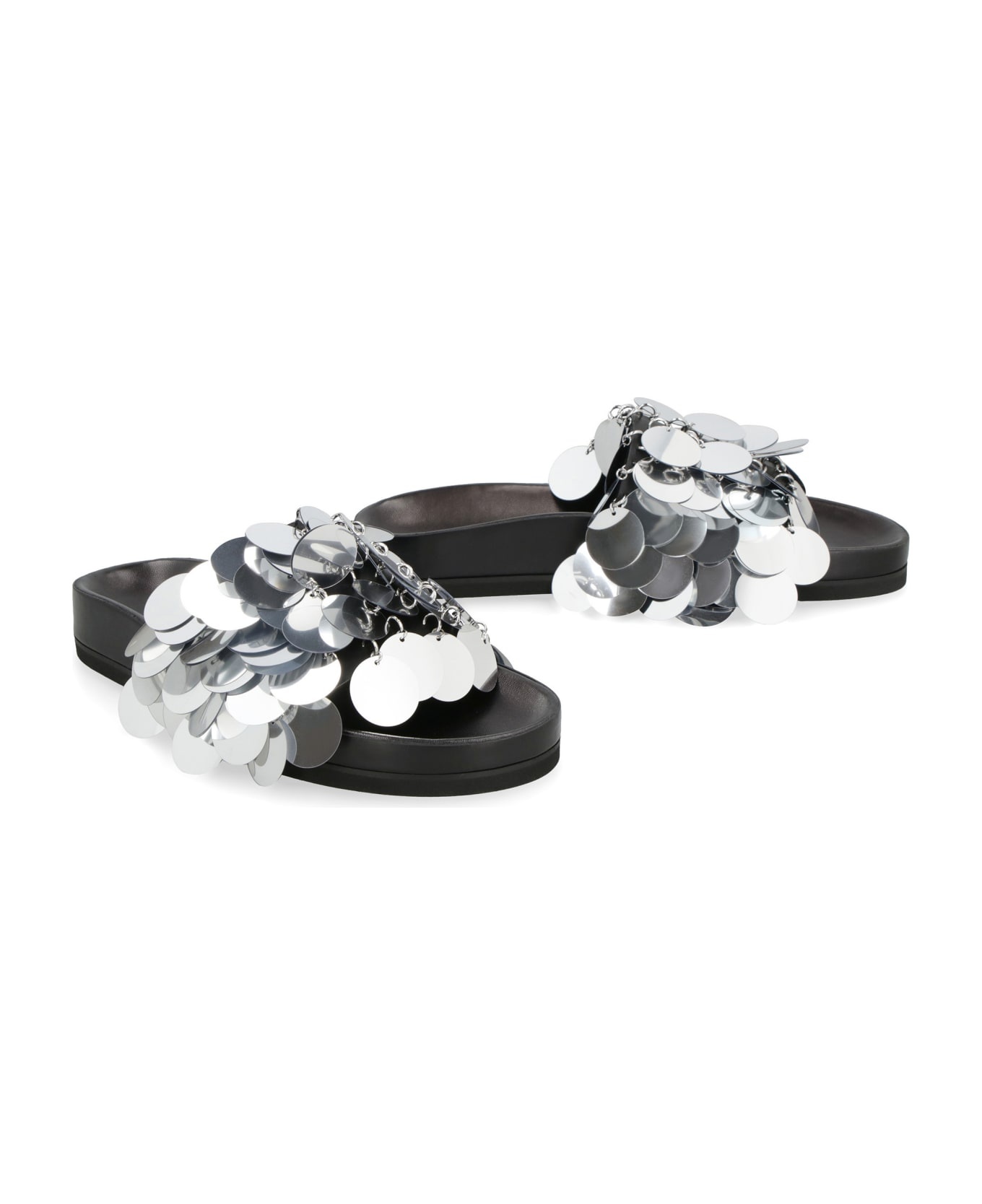 Sparkle Leather Slides With Decorative Appliqué - 3