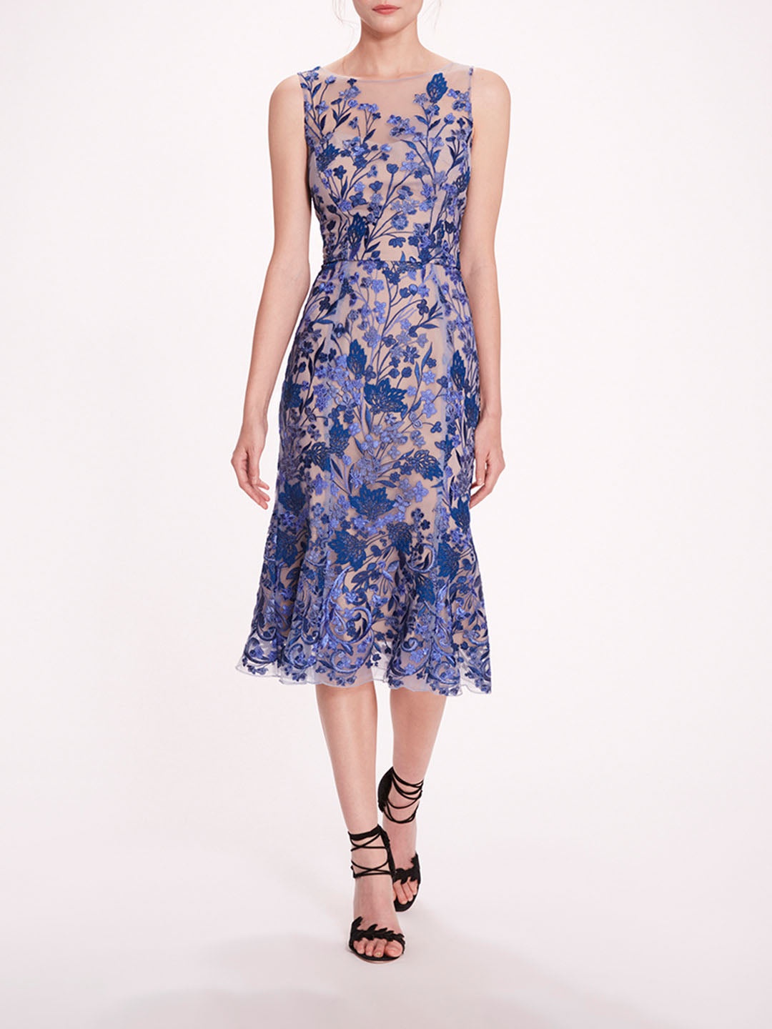 EMBROIDERED TULLE MIDI DRESS - 1