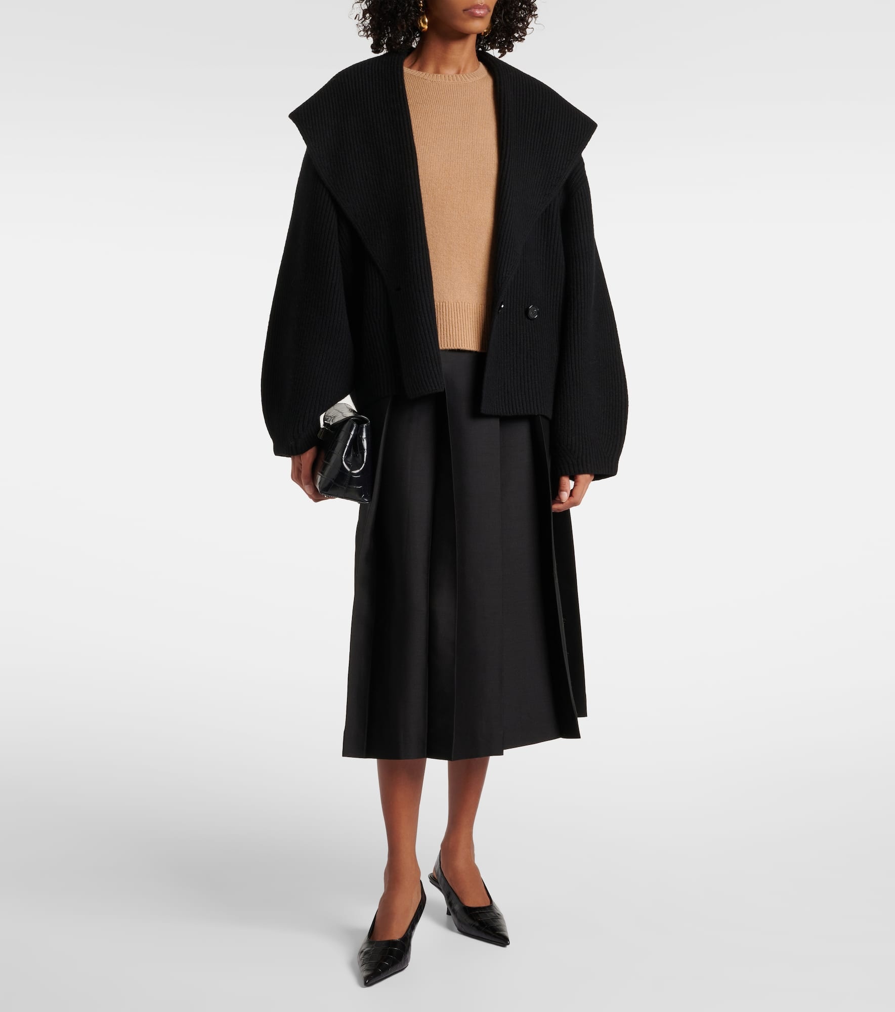 Pleated wool and silk midi skirt - 2