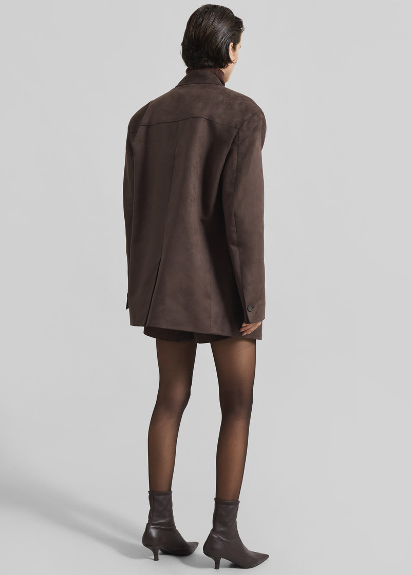 Merida Faux Suede Blazer - Brown 10