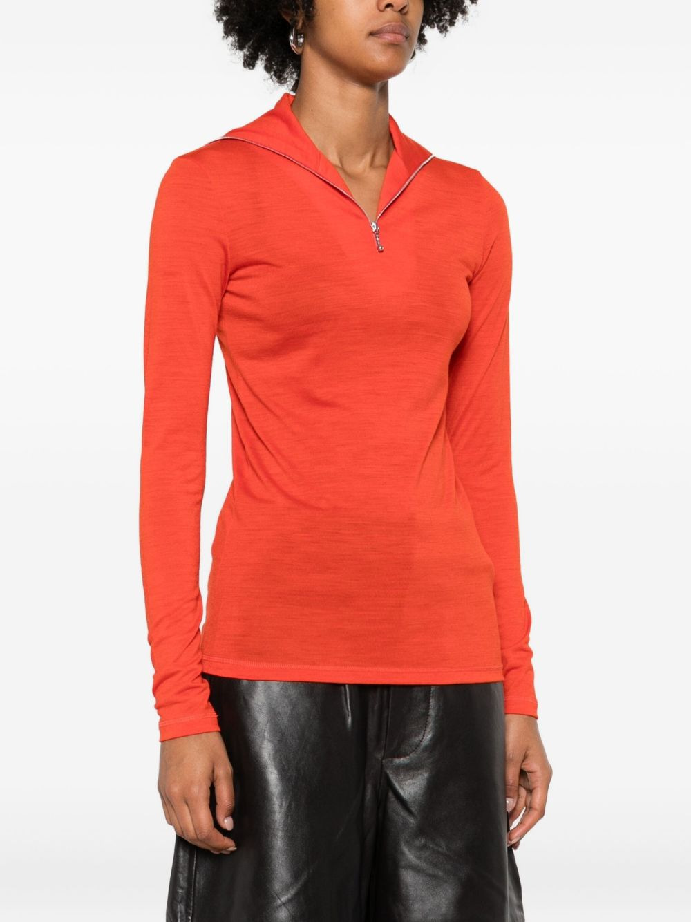 high-neck zip-front sweatshirt - 3
