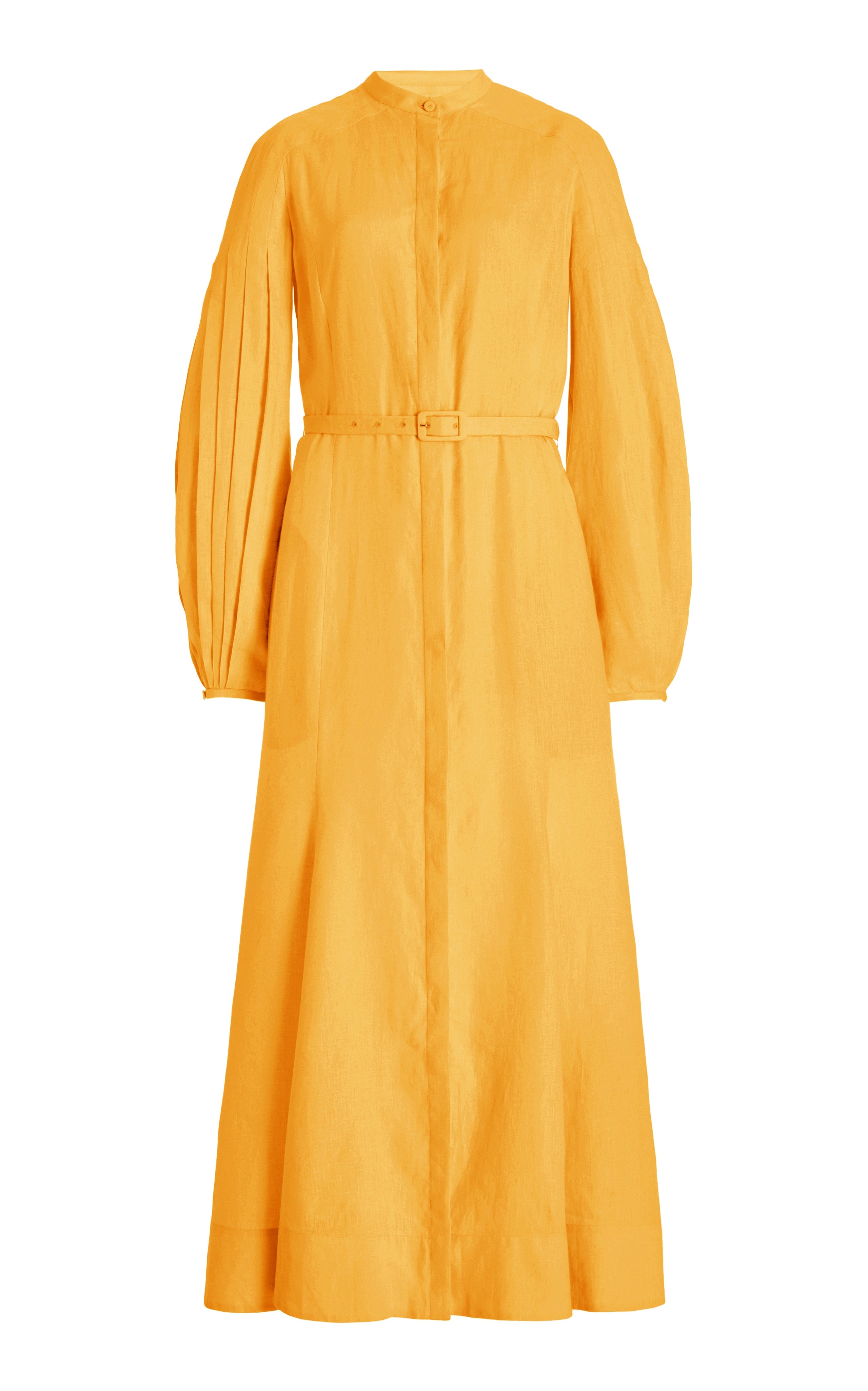 Lydia Dress in Fluorescent Orange Aloe Linen - 1