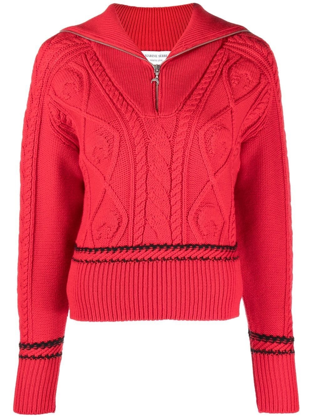cable-knit quarter-zip jumper - 1