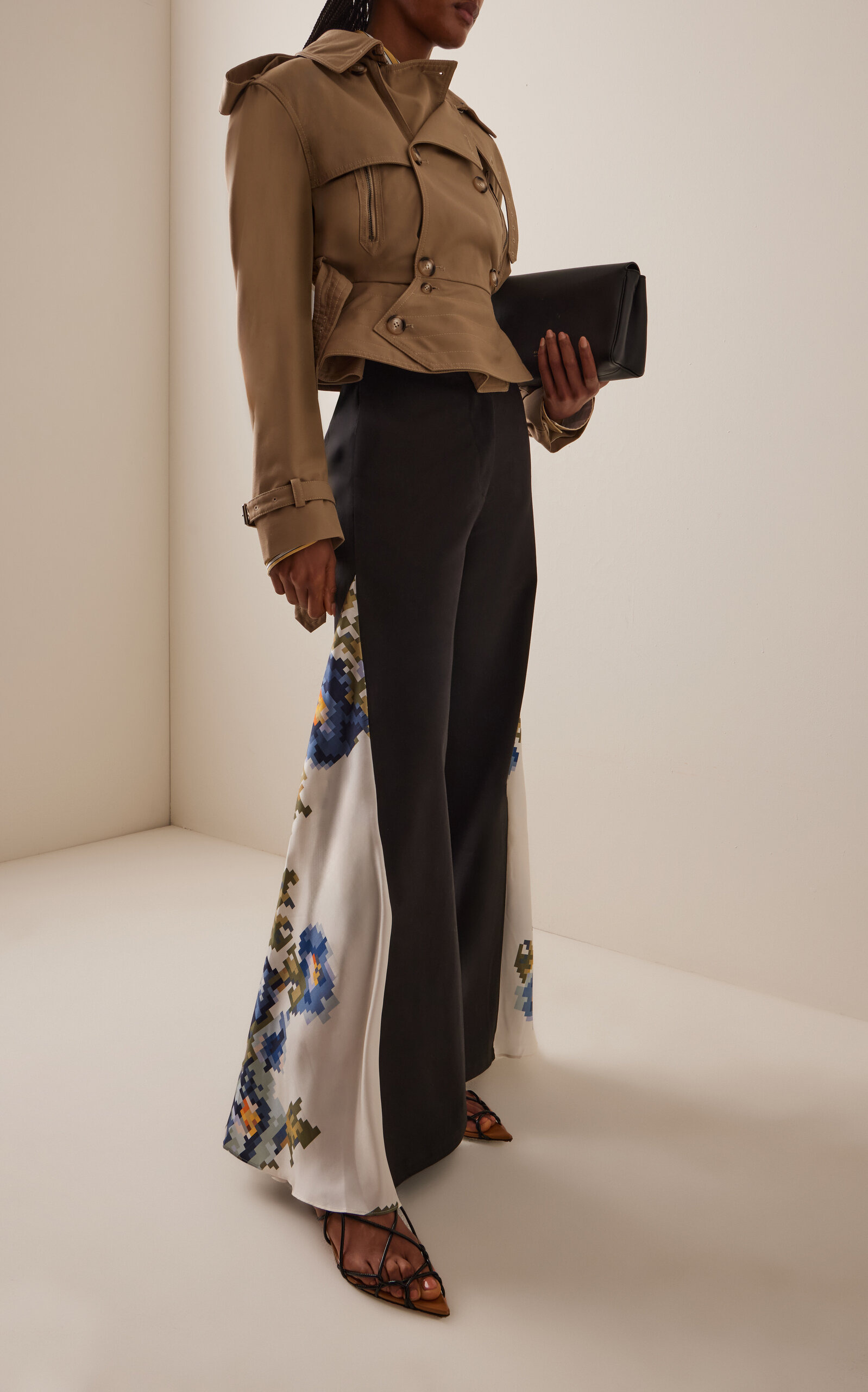 Audrey Silk-Paneled Wool Trousers black - 2