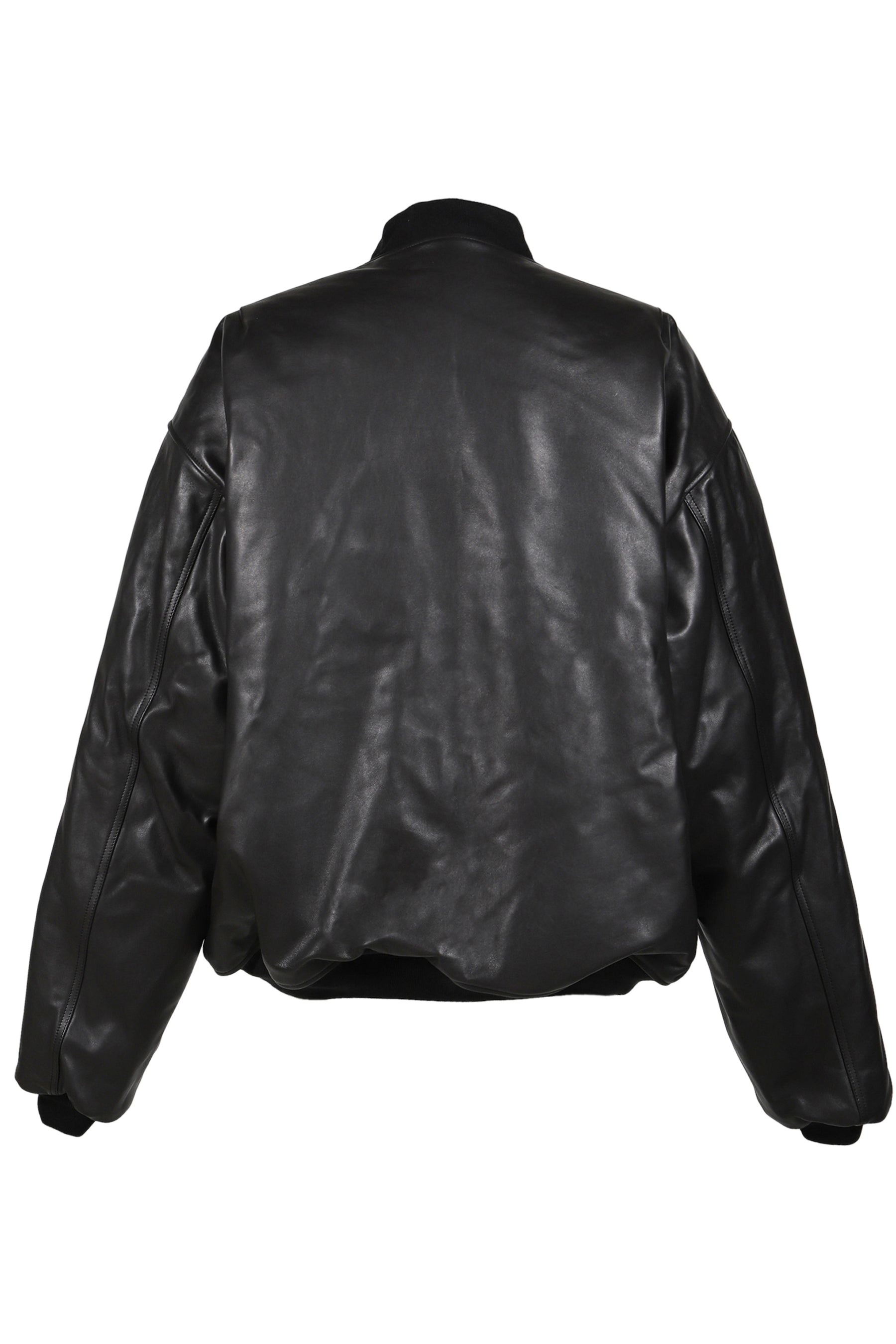 OVERSIZED LEATHER BOMBER JACKET / BLK - 6