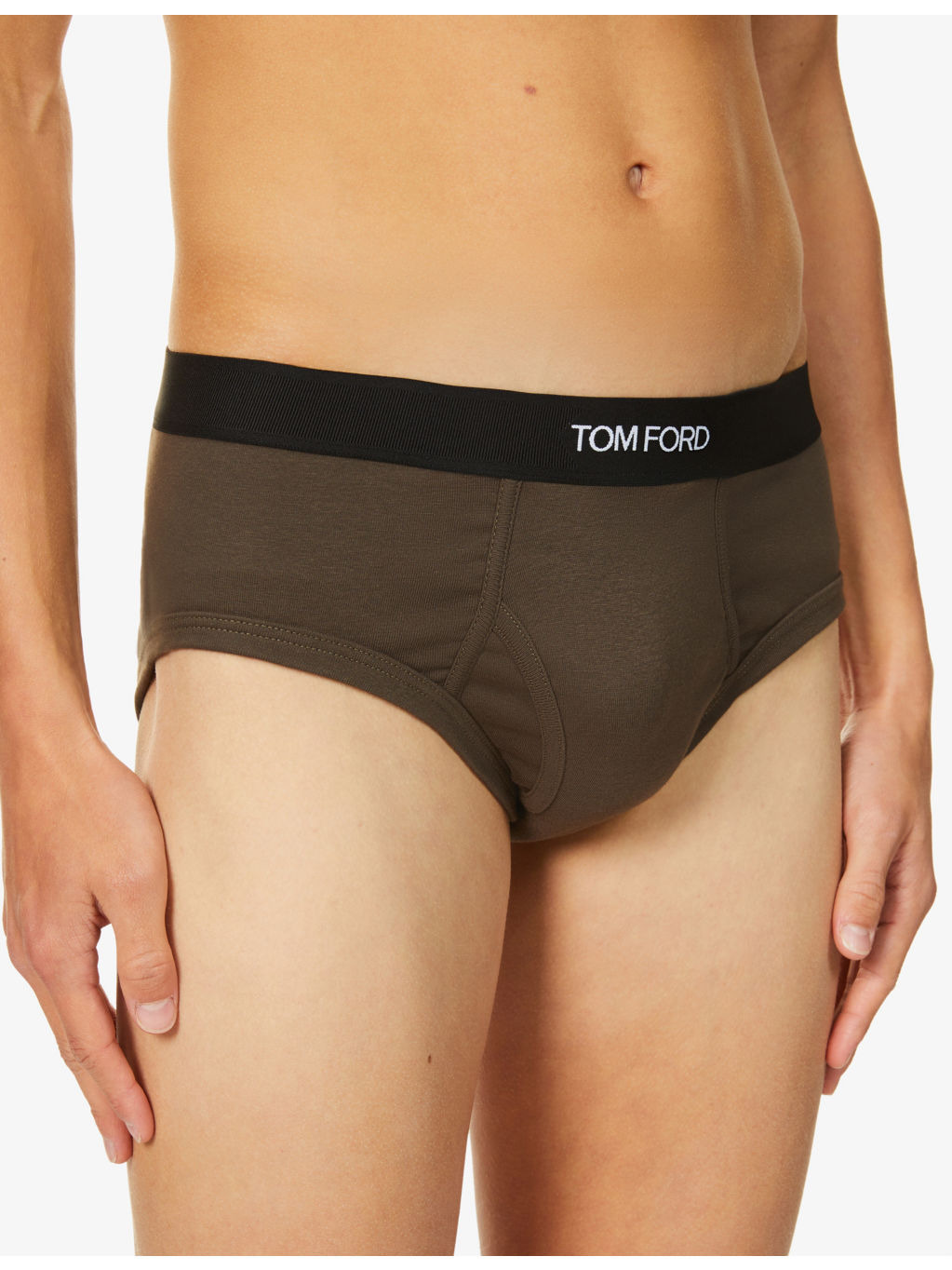 Branded-waistband fitted stretch-cotton briefs - 4