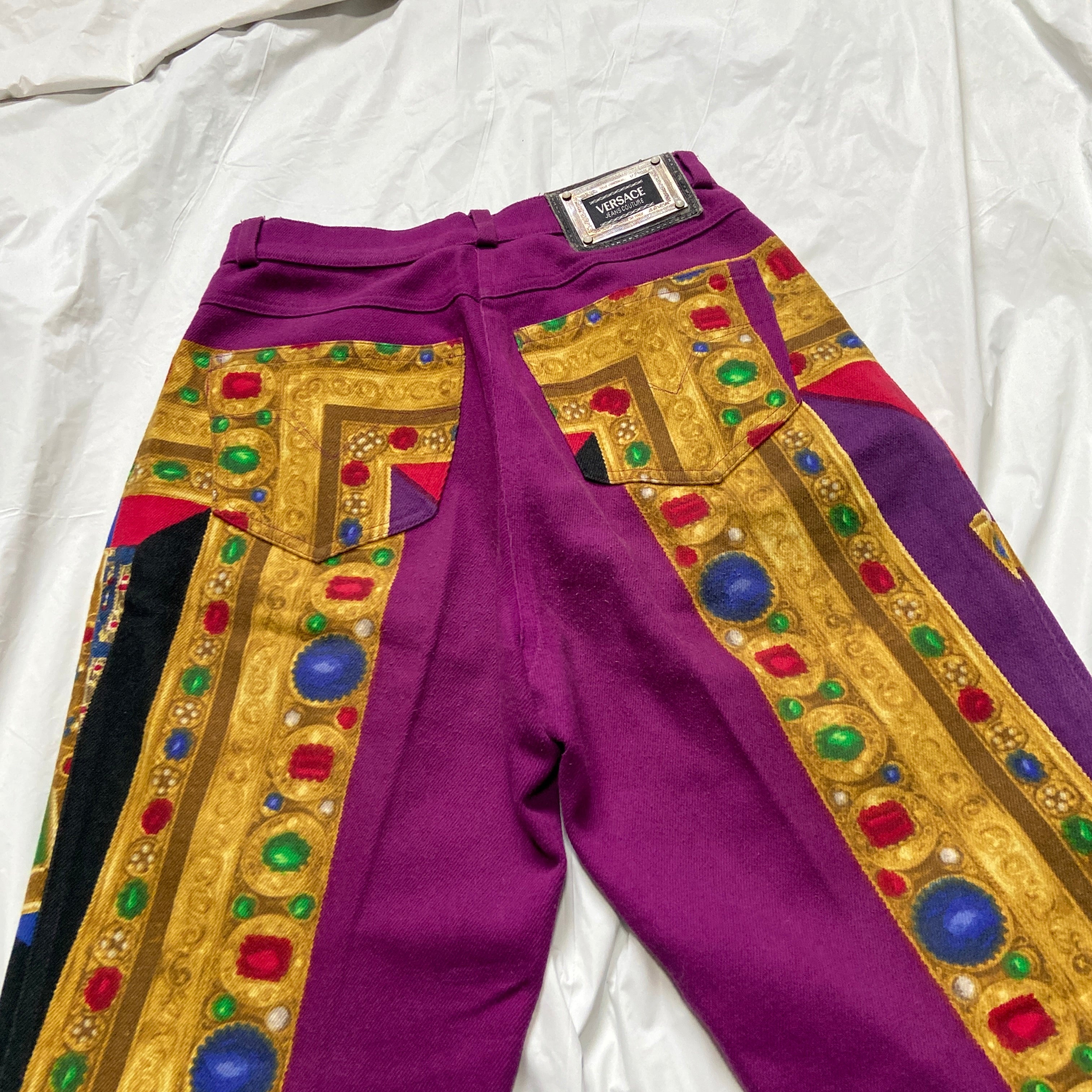 Versace fw91 le madonna cross gothic trompe l'oeil jeans - 13