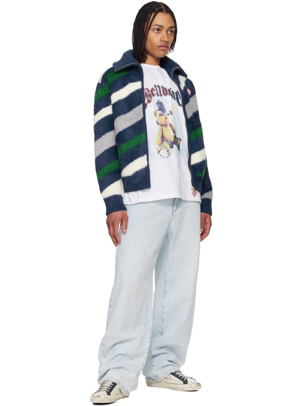 White & Navy Super-Star Sneakers - 5