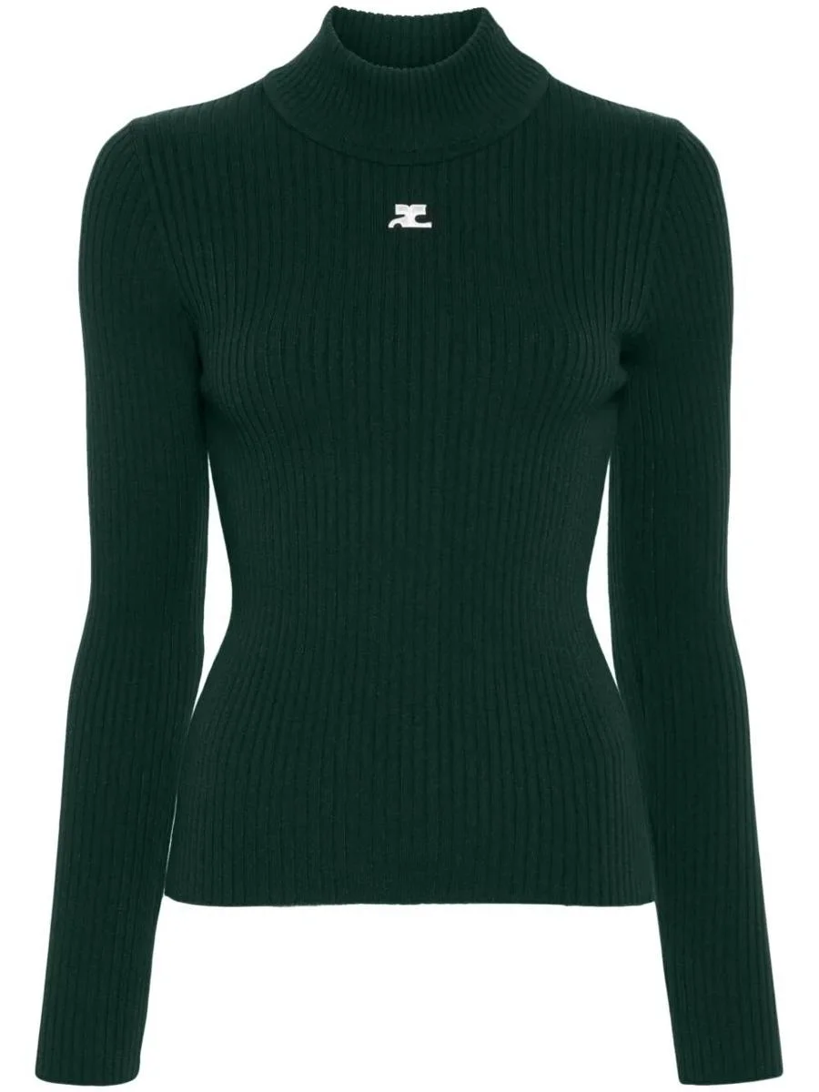 Courrèges Re-Edition Rib Knit Mockneck Sweater Clothing - 1