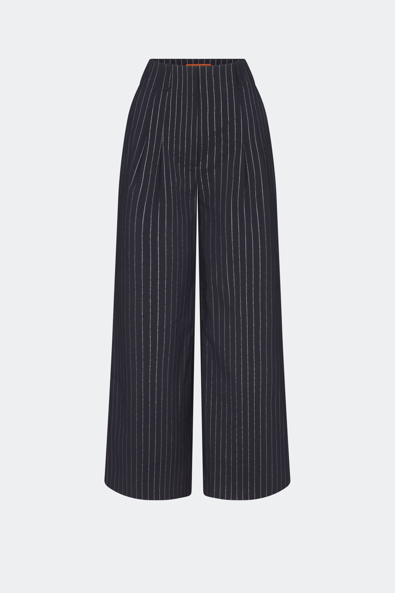 SIMONMILLER Bloo Pinstripe Pant In Navy Metallic Pinstripe outlook