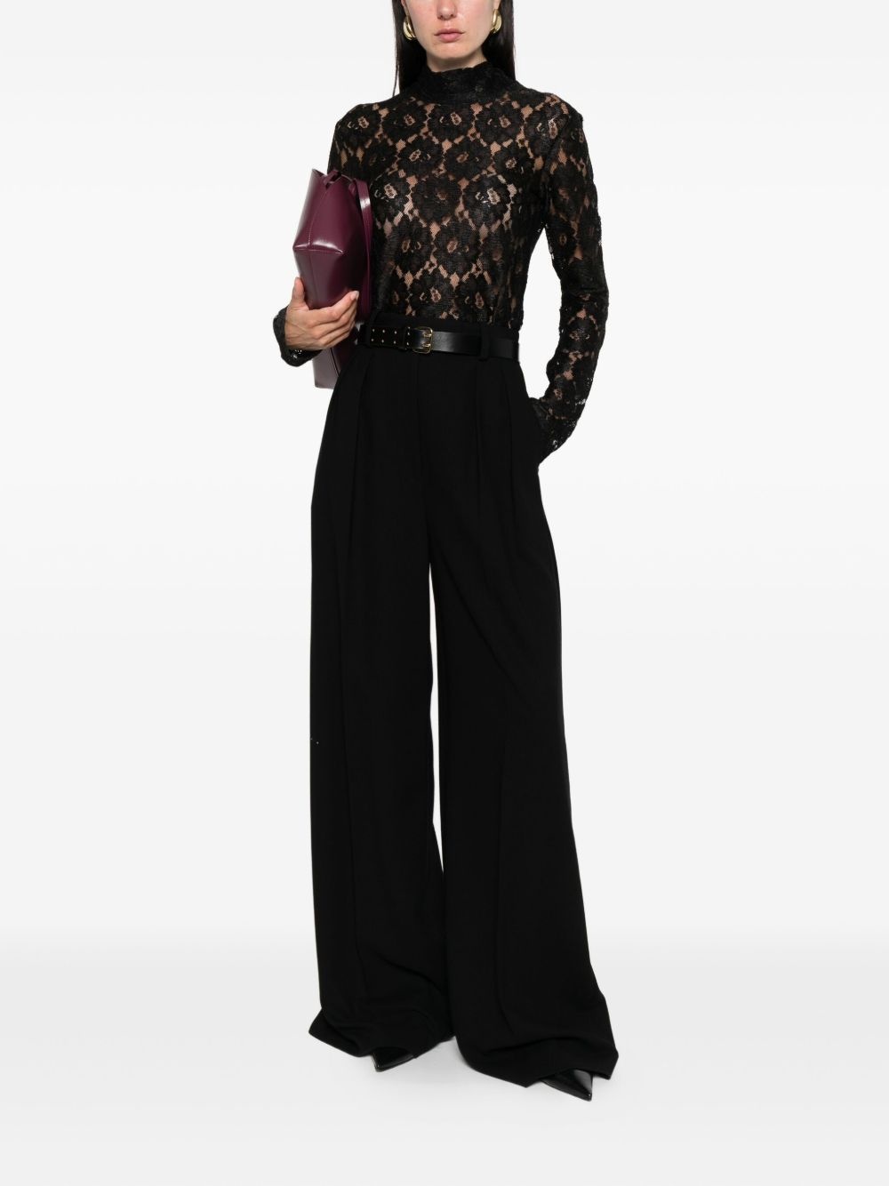 lace mock-neck T-shirt - 2