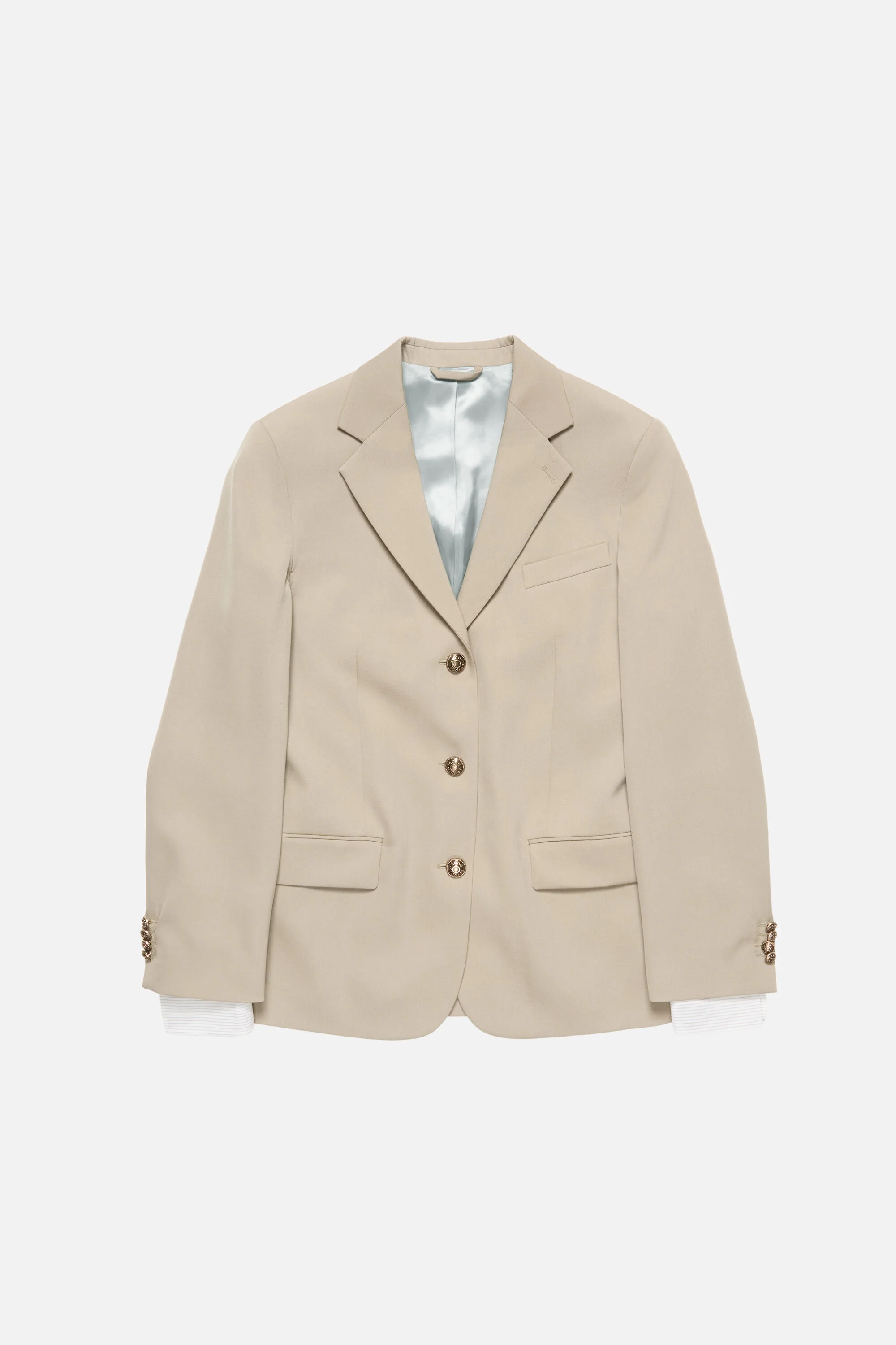 Layered wool suit jacket - Beige - 1