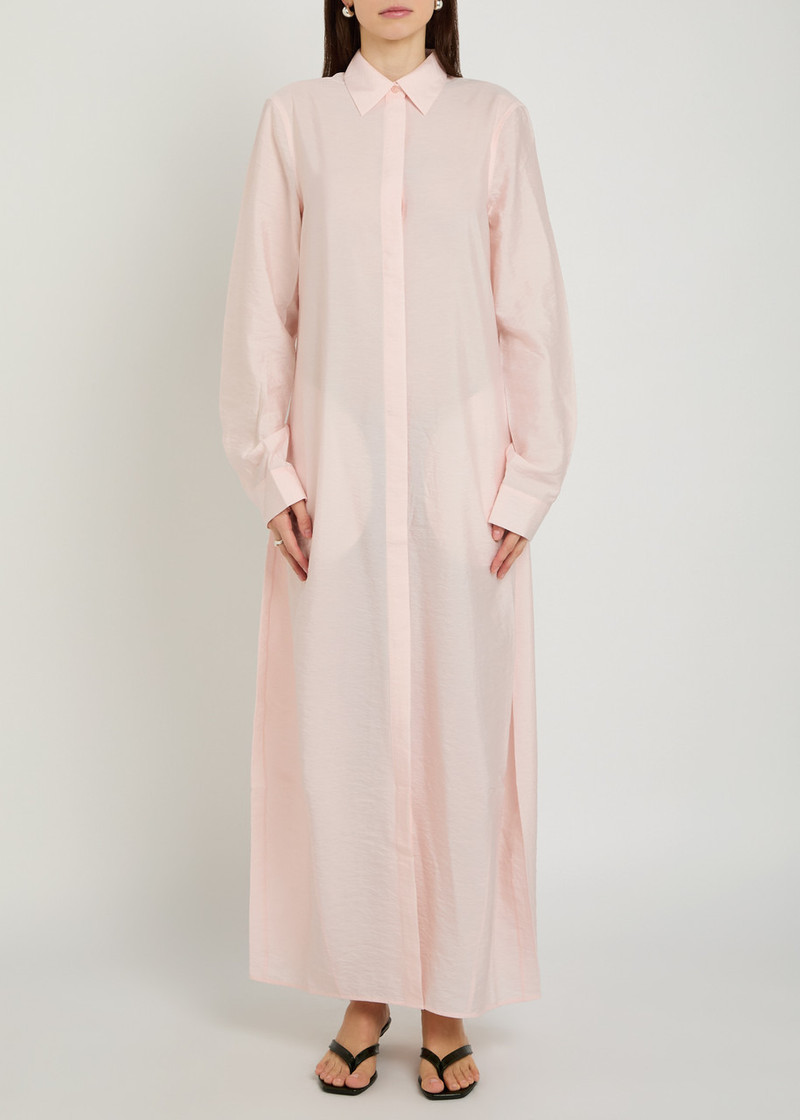 TOTEME Toteme Crinkled Silk-blend Maxi Shirt Dress outlook