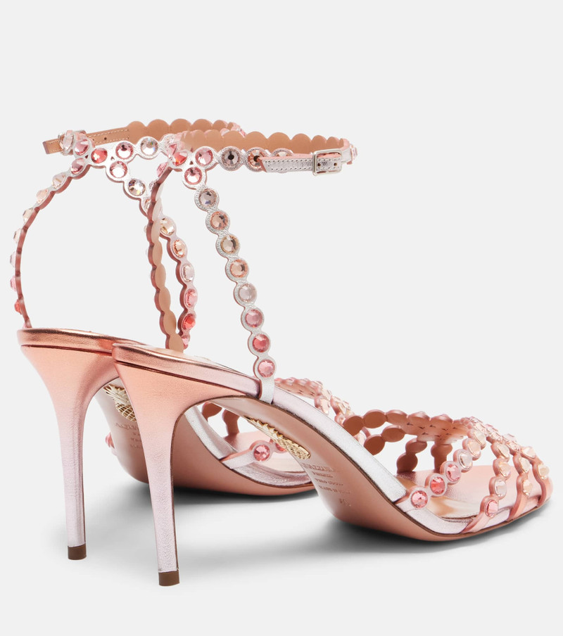 AQUAZZURA Tequila embellished leather sandals outlook