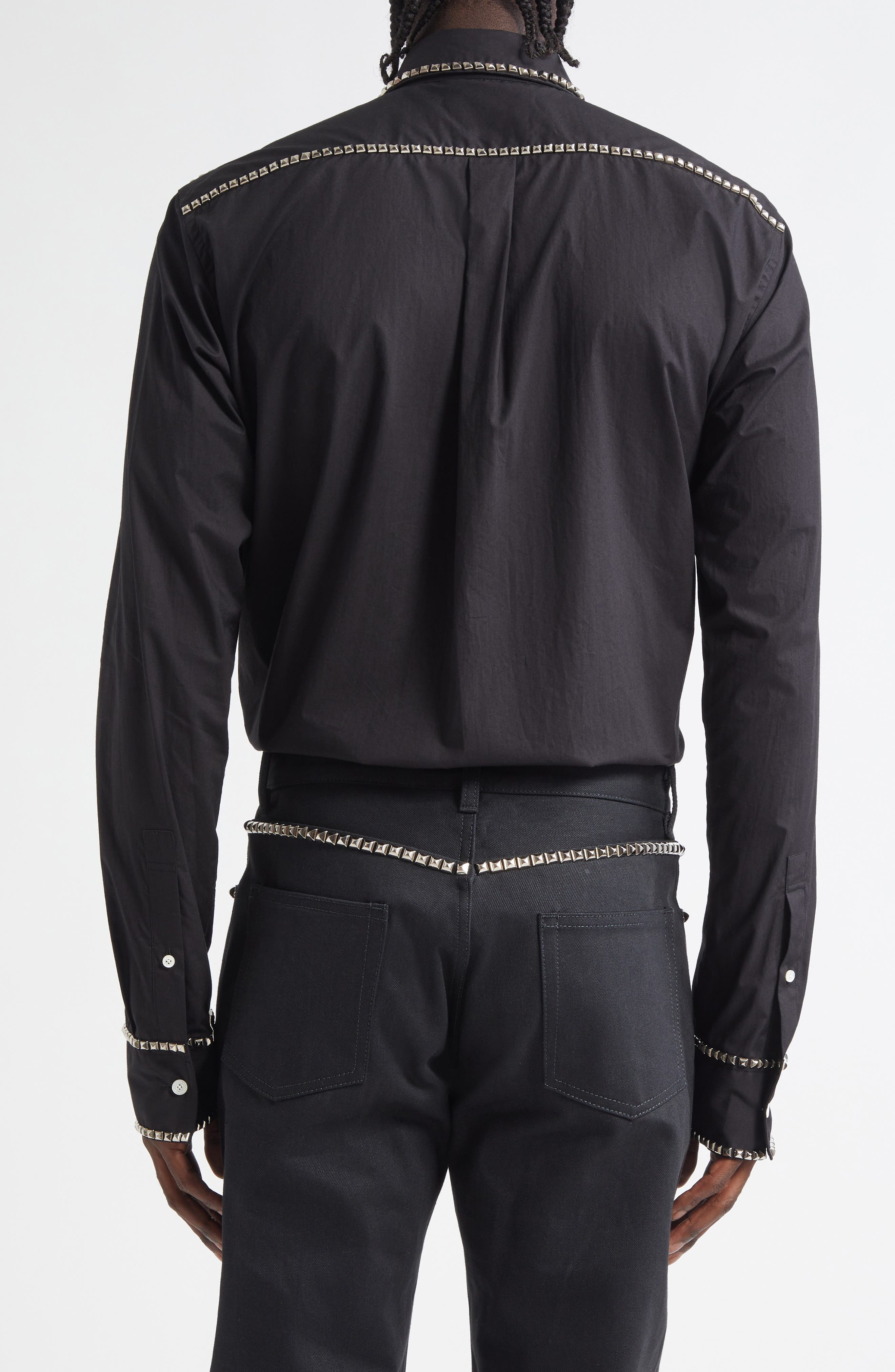 TAKAHIROMIYASHITA TheSoloist. Stud Embellished Reglar Collar Broad Button-Up Shirt in Black at Nords - 2