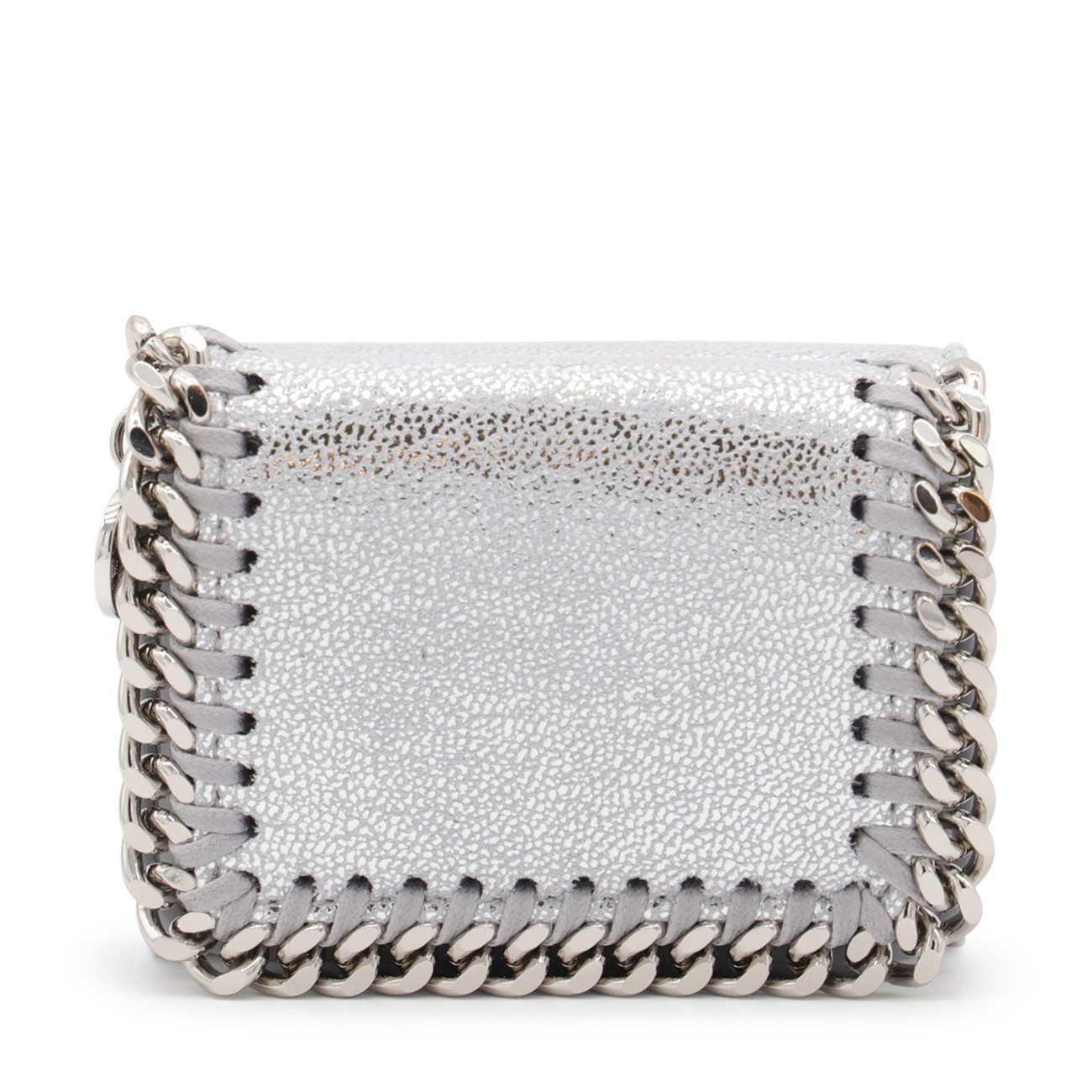 silver faux leather falabella wallet - 1