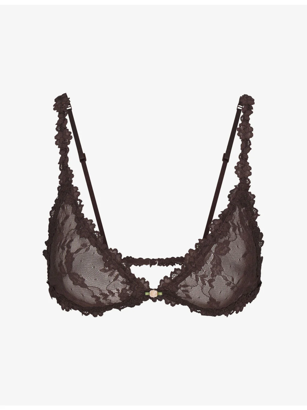 Triangle Embroidered Stretch-Lace Bralette - 1