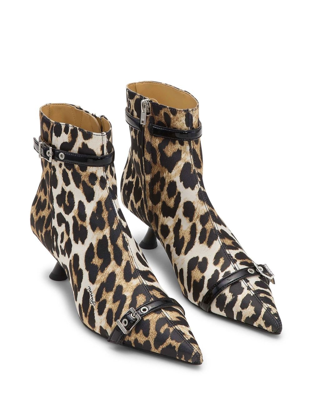 leopard-print satin ankle boots - 2