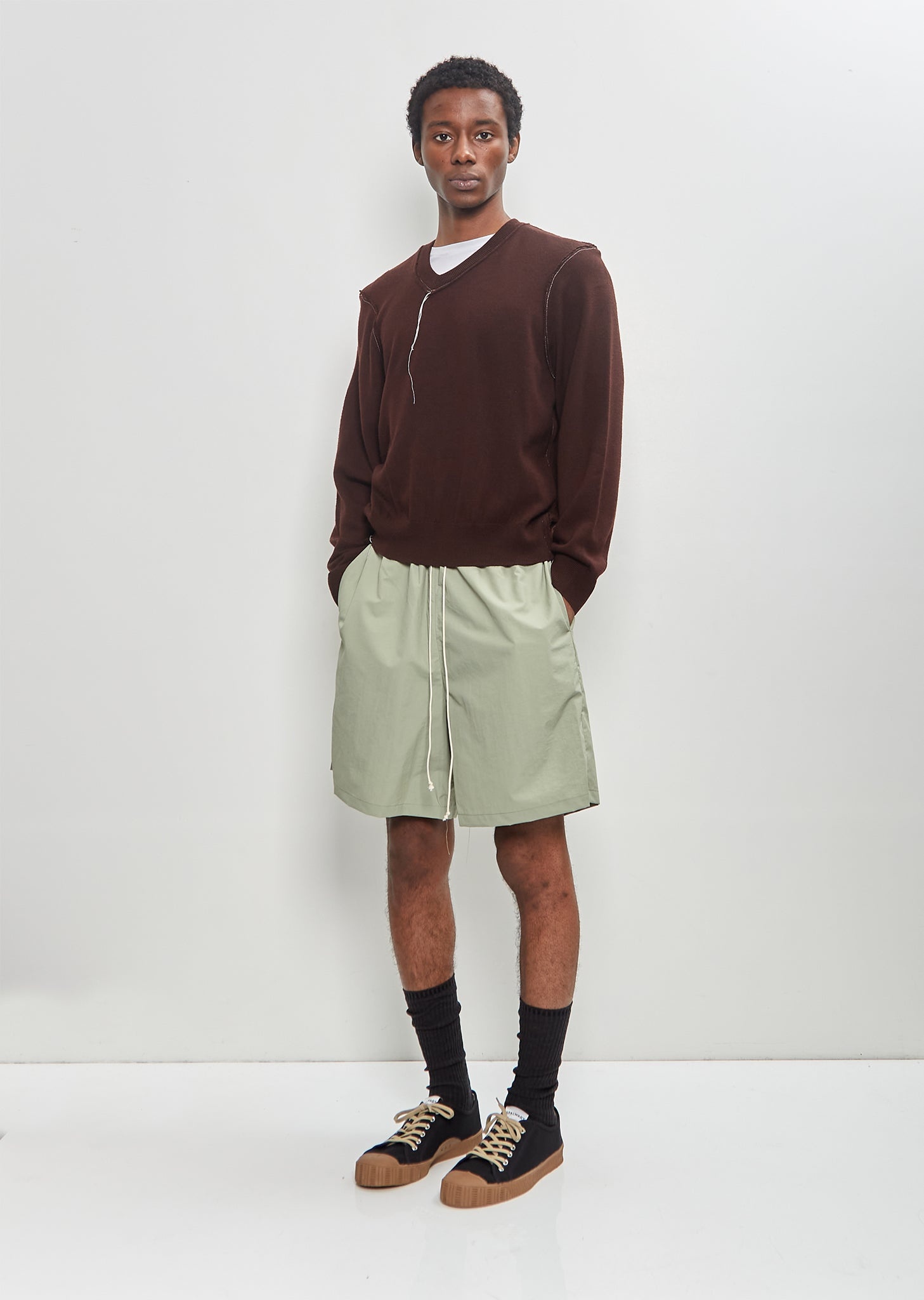 Frankenstein V-Neck Sweater — Brown - 4