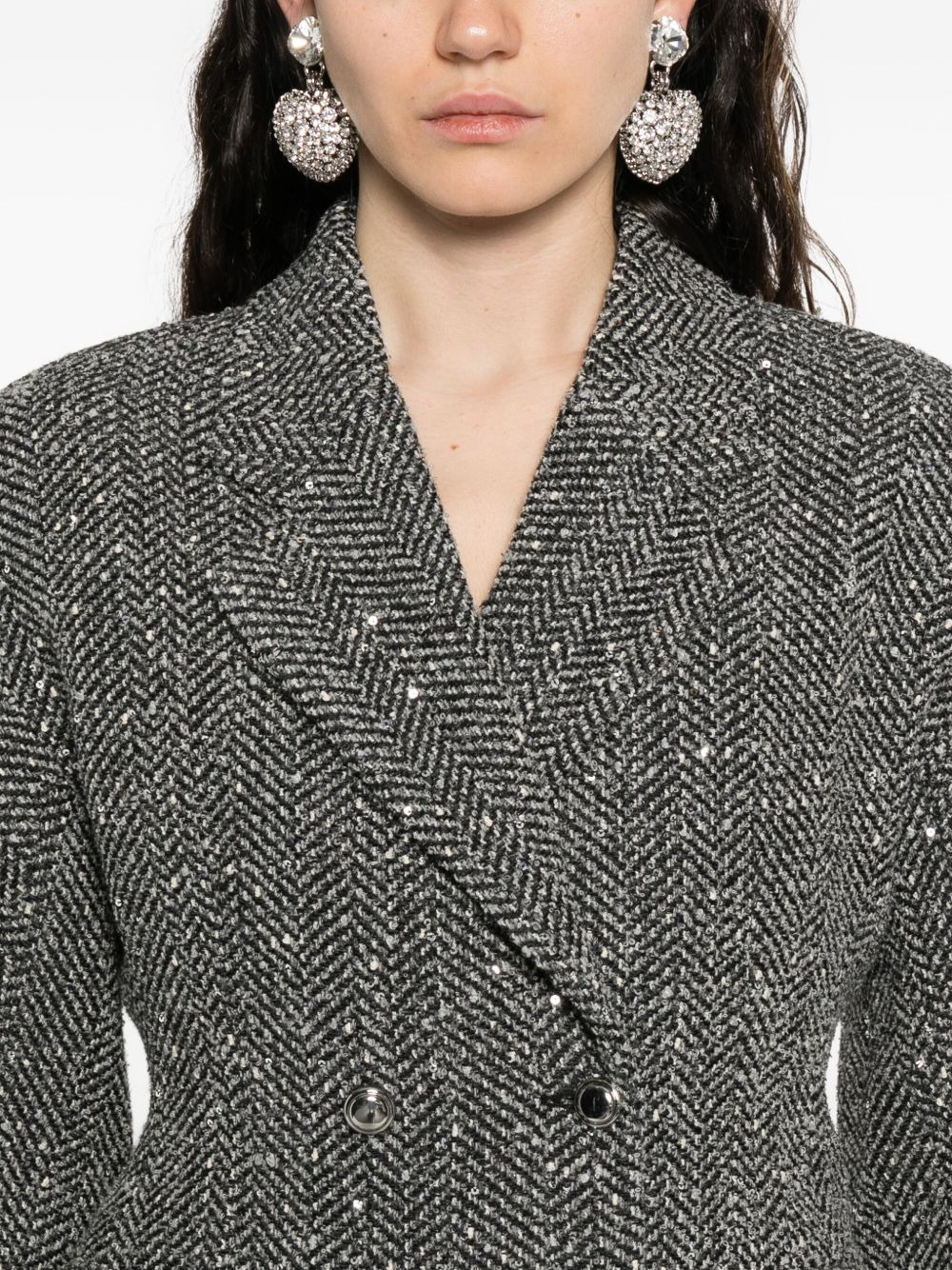 sequin-embellished herringbone jacket - 5