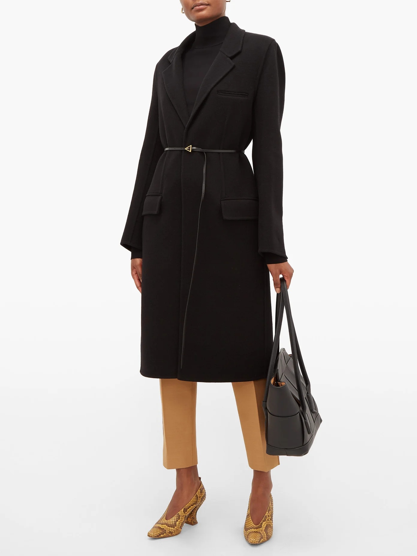 Single-breasted belted cashmere coat - 2