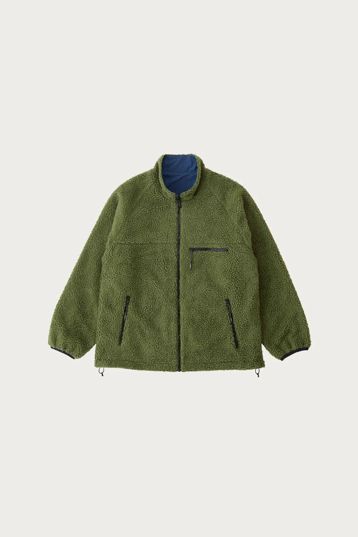 Reversible Sherpa Jacket - Olive/Dusty Navy - 1